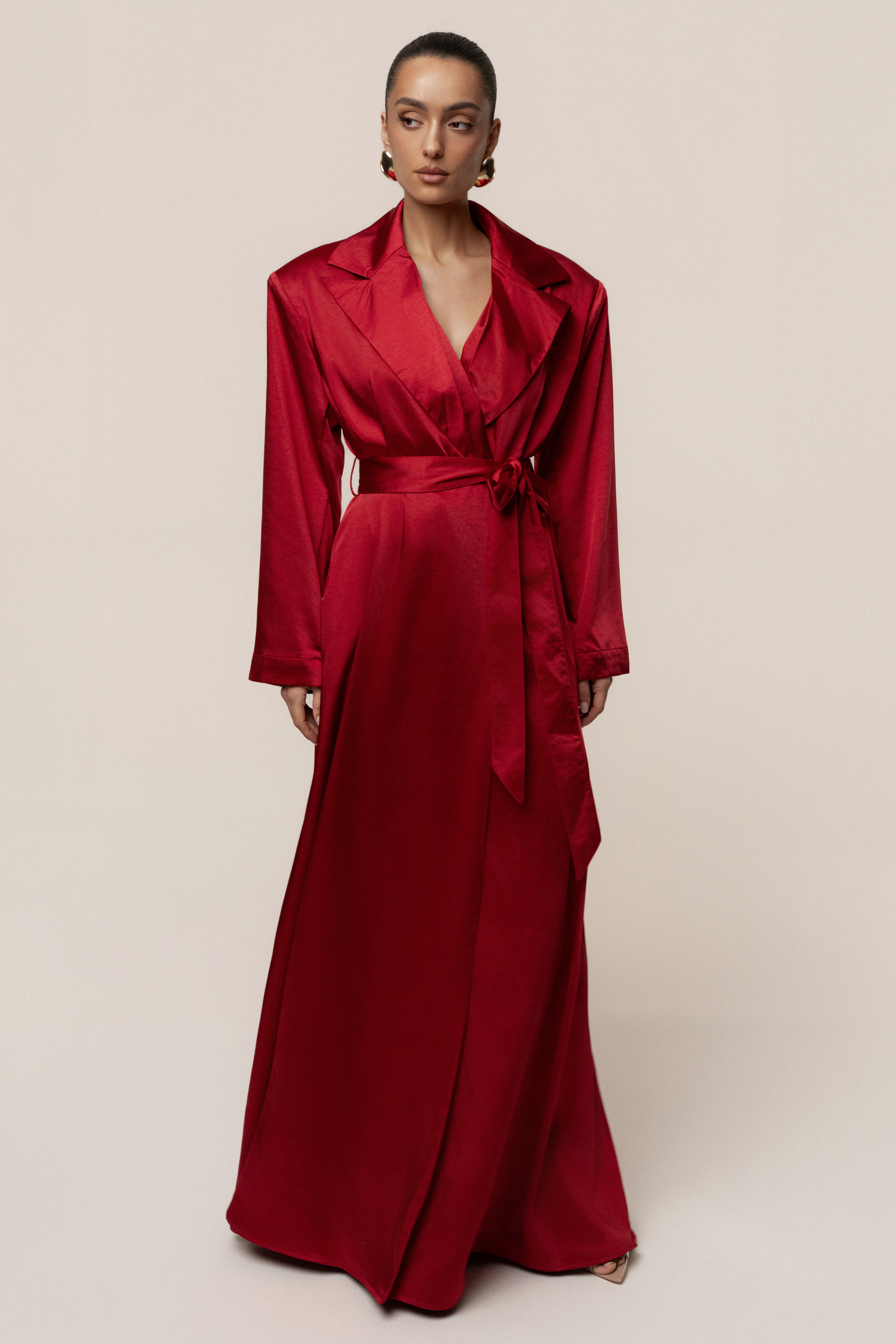 Burgundy Satin Embrace Maxi Dress
