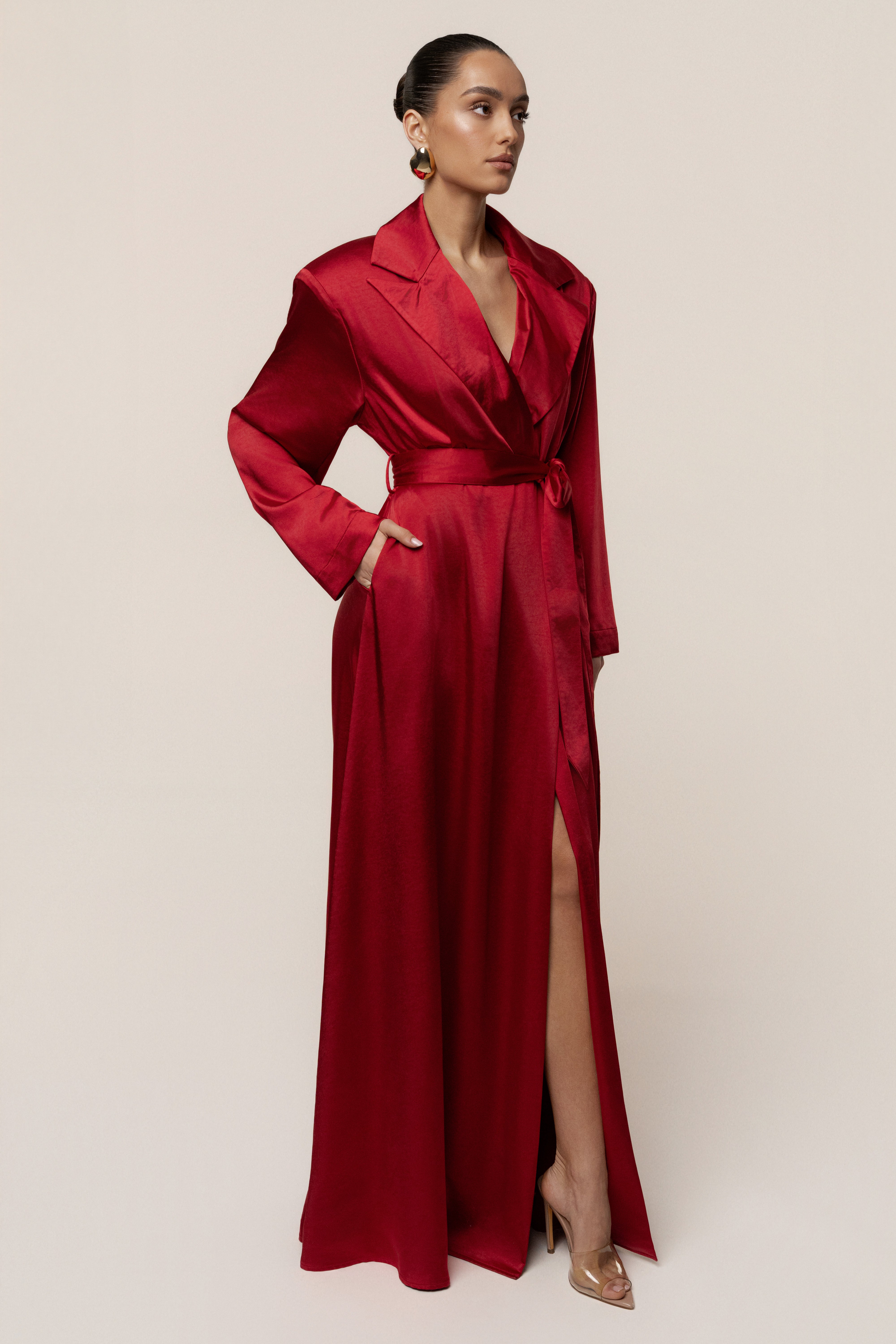 Burgundy Satin Embrace Maxi Dress - JLUXLABEL