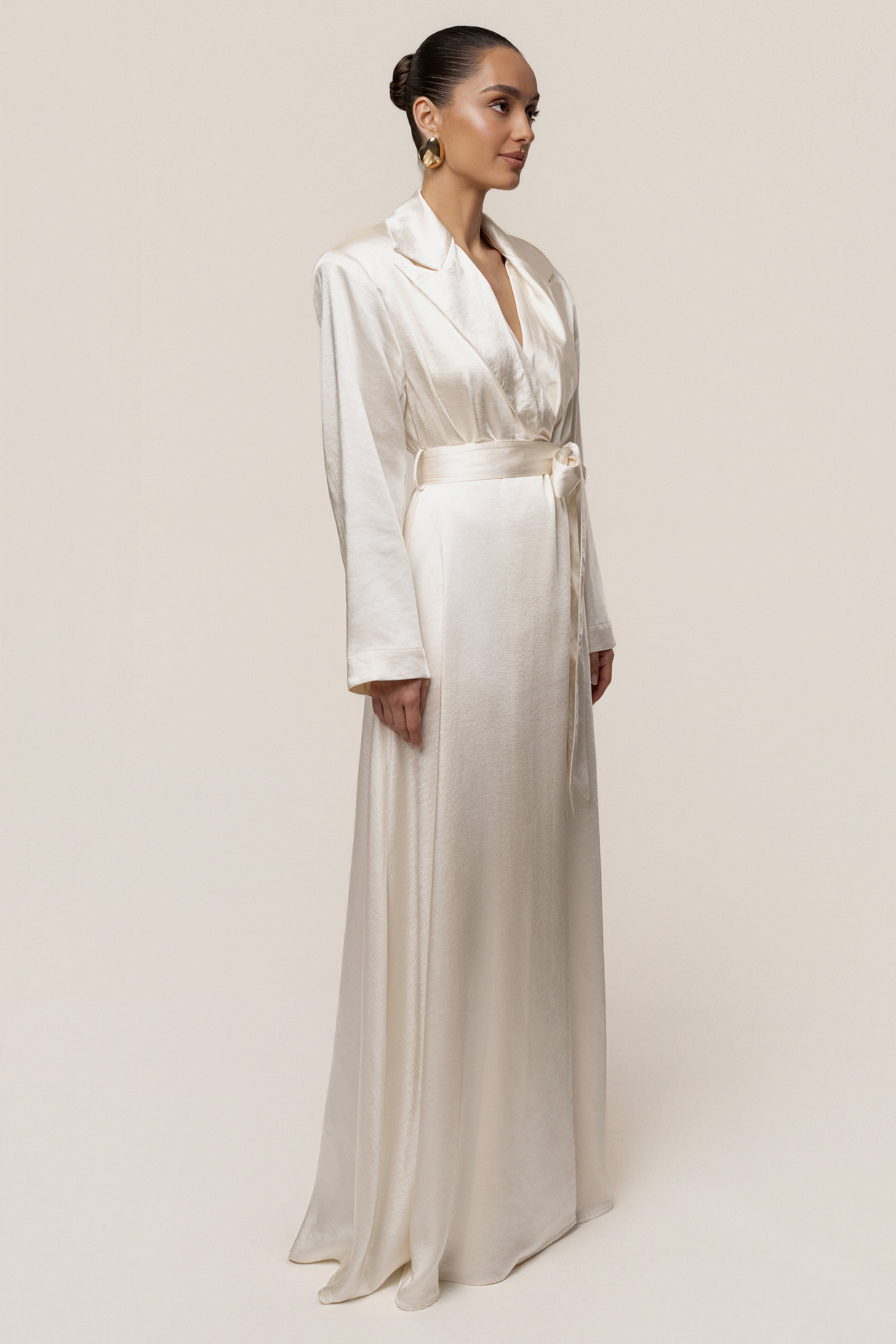 Ivory Satin Embrace Maxi Dress - JLUXLABEL