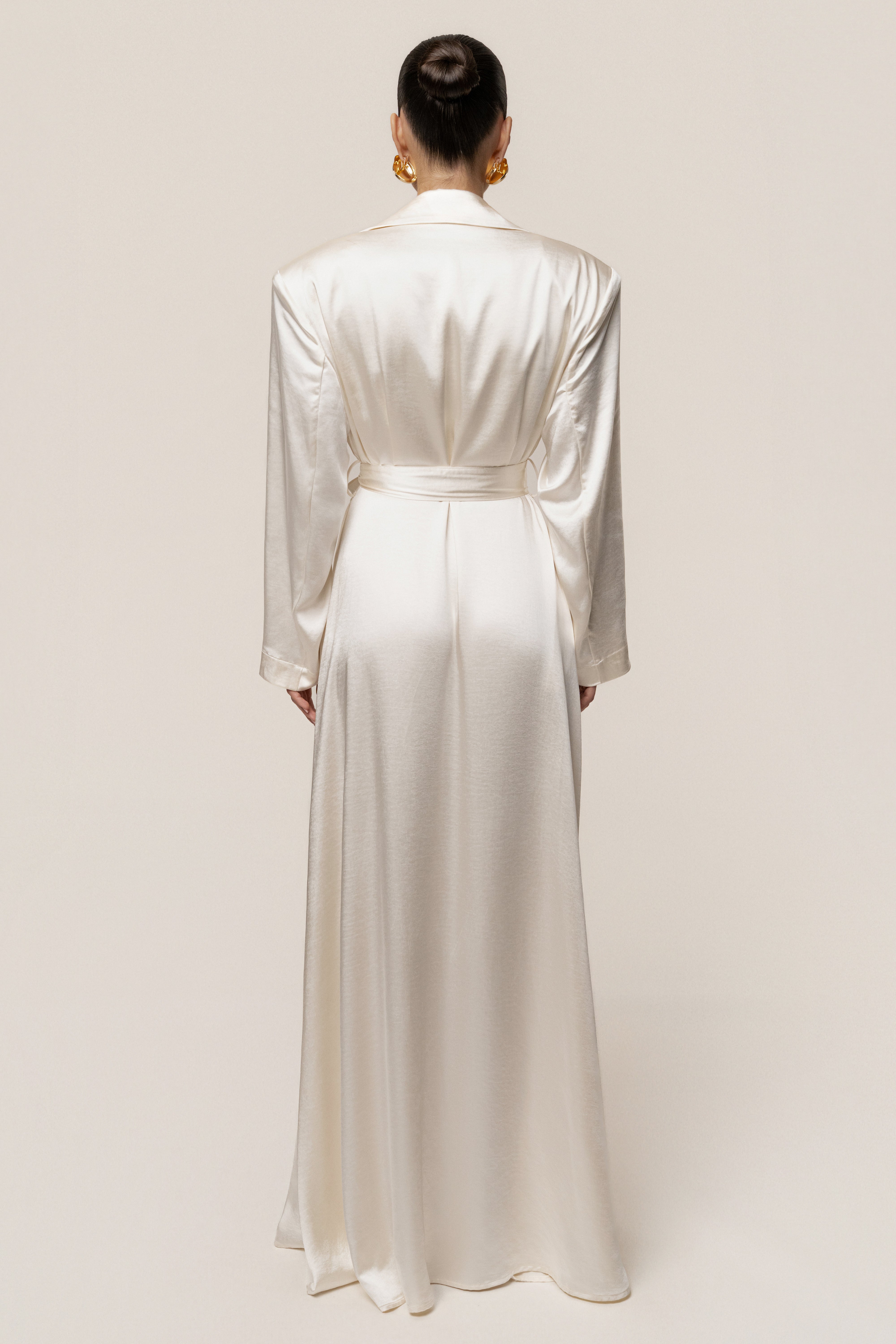 Ivory Satin Embrace Maxi Dress - JLUXLABEL