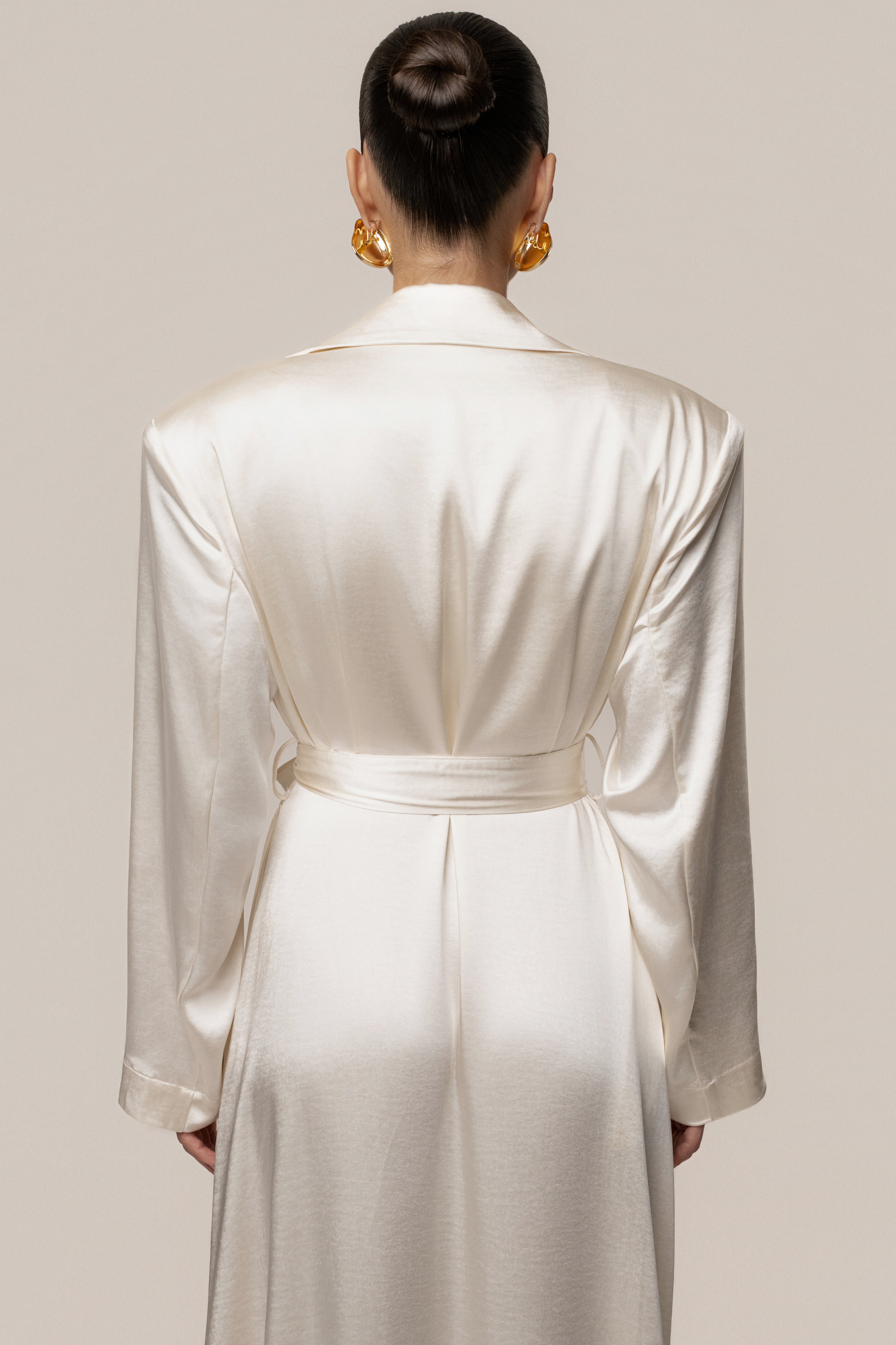 Ivory Satin Embrace Maxi Dress - JLUXLABEL