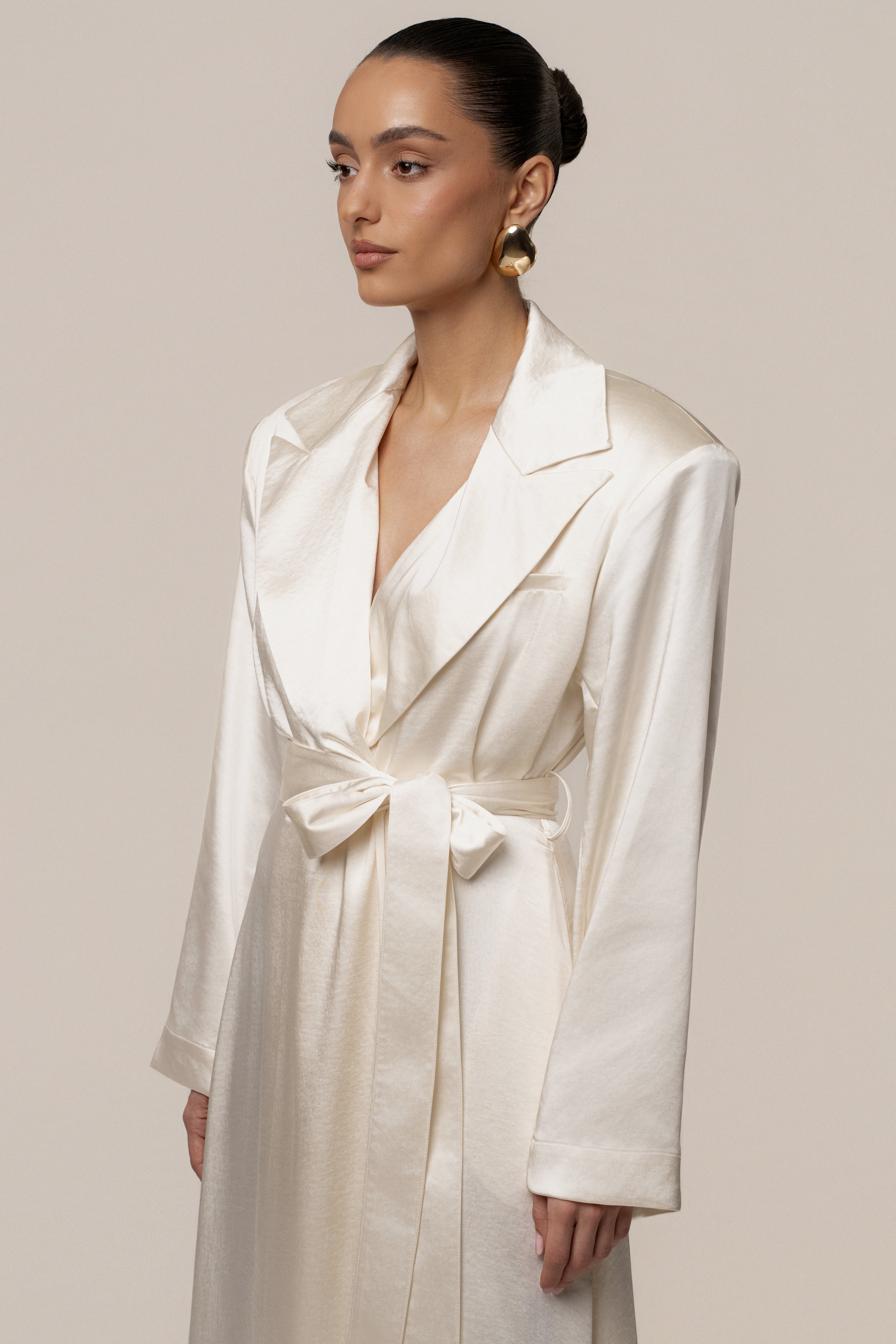 Ivory Satin Embrace Maxi Dress - JLUXLABEL