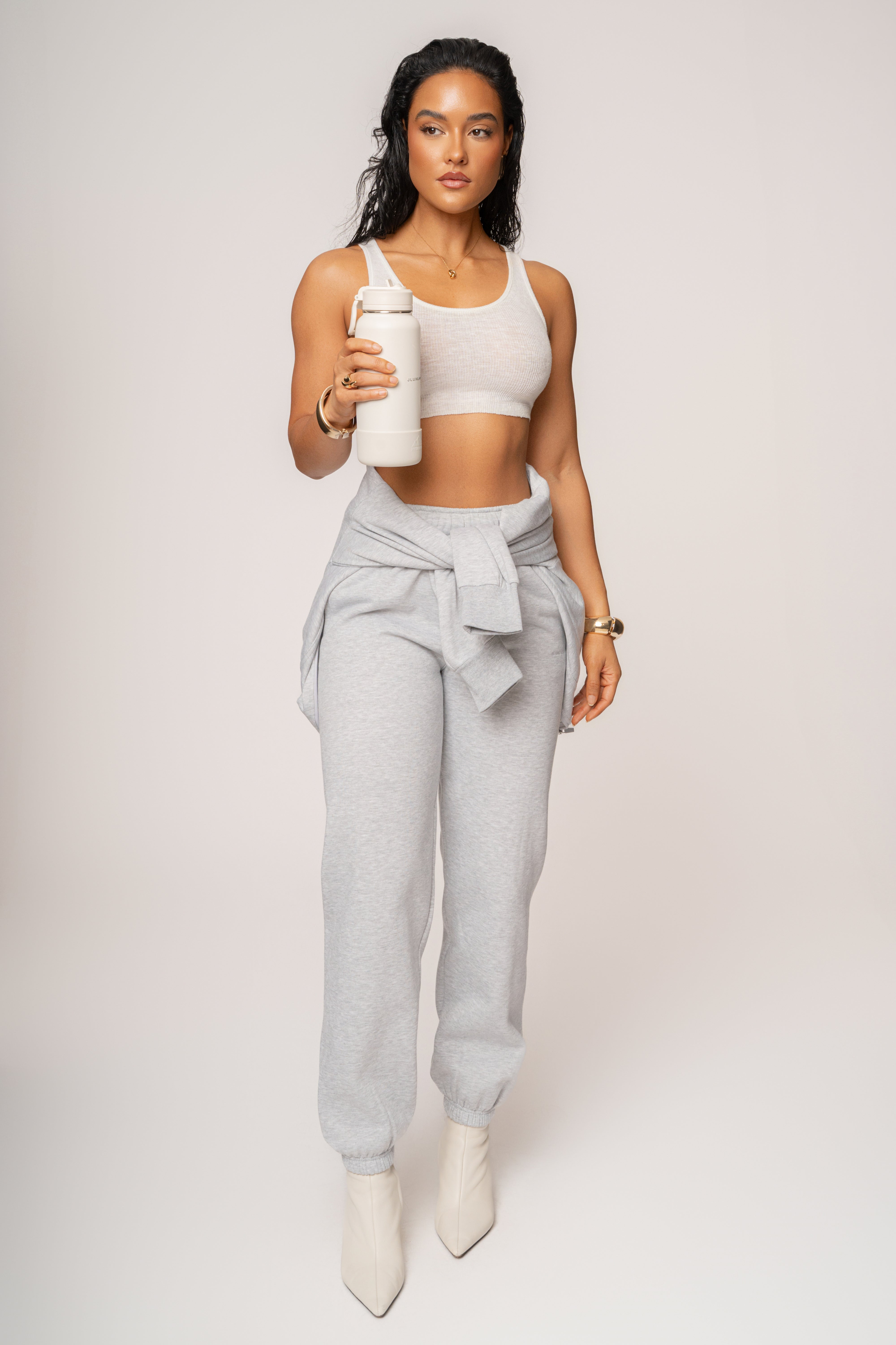 Heather Grey JLUXLABEL Logo Sweatpants - JLUXLABEL