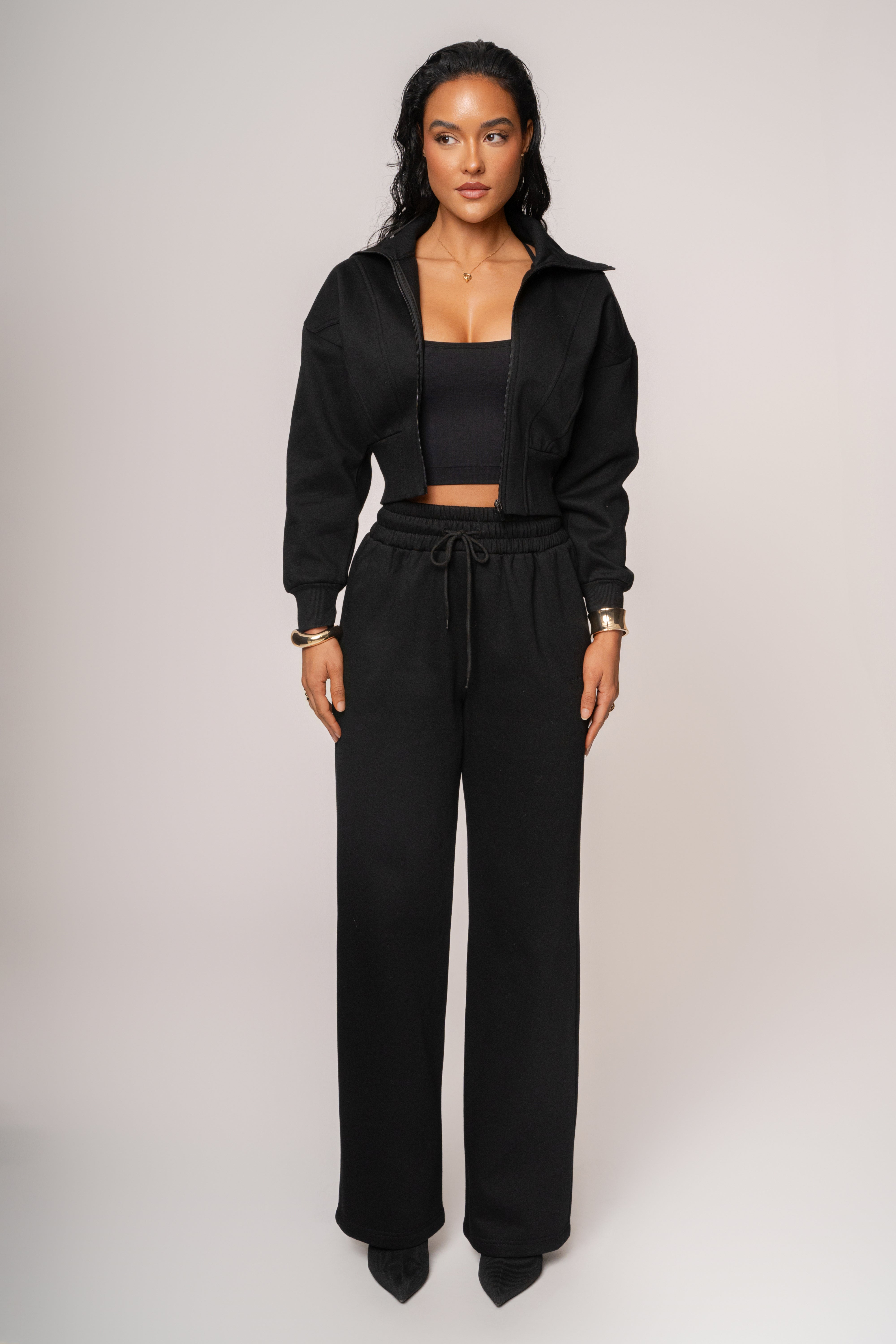 Black JLUXLABEL Logo Zip Up Jacket - JLUXLABEL