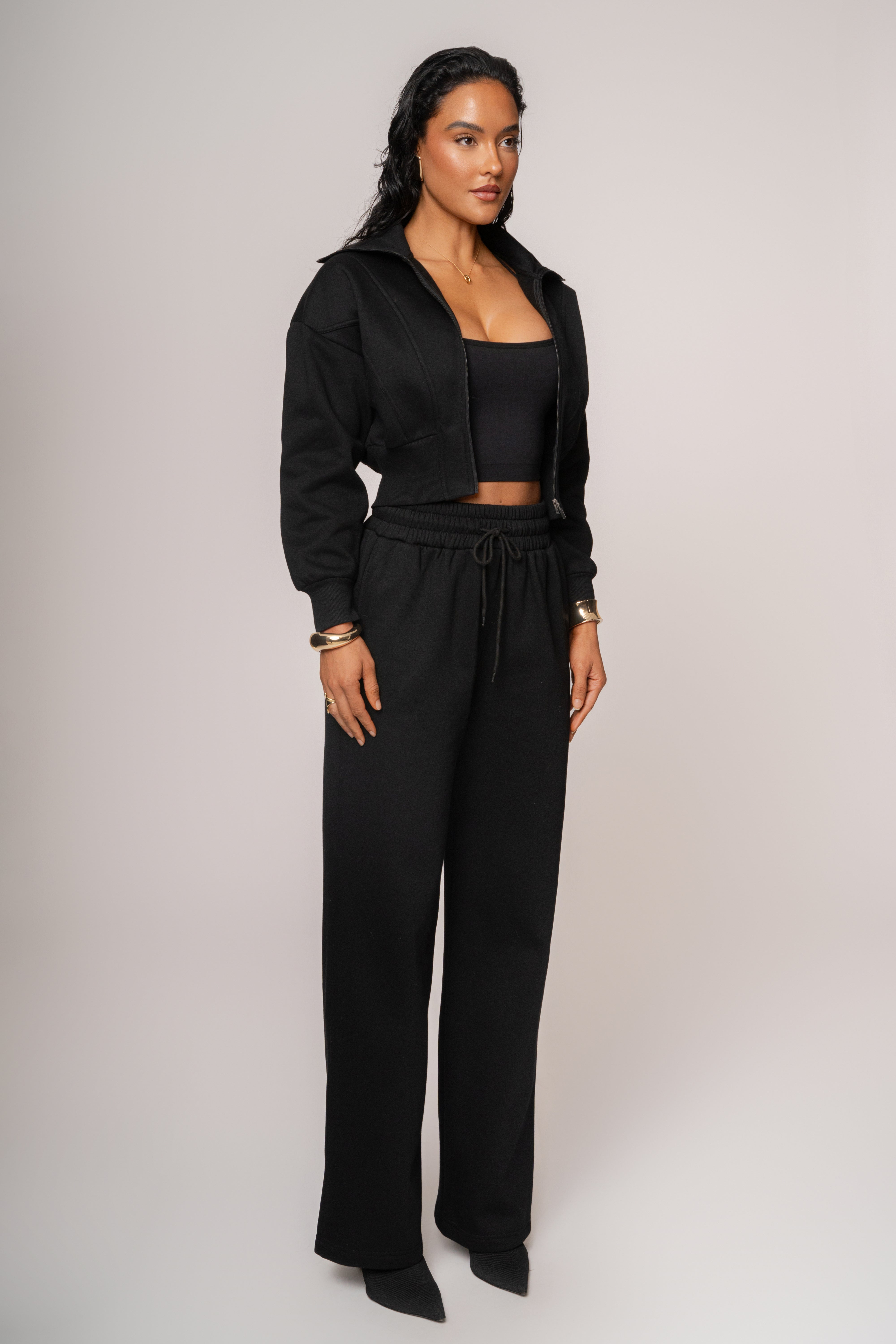 Black JLUXLABEL Logo Fleece Pants - JLUXLABEL