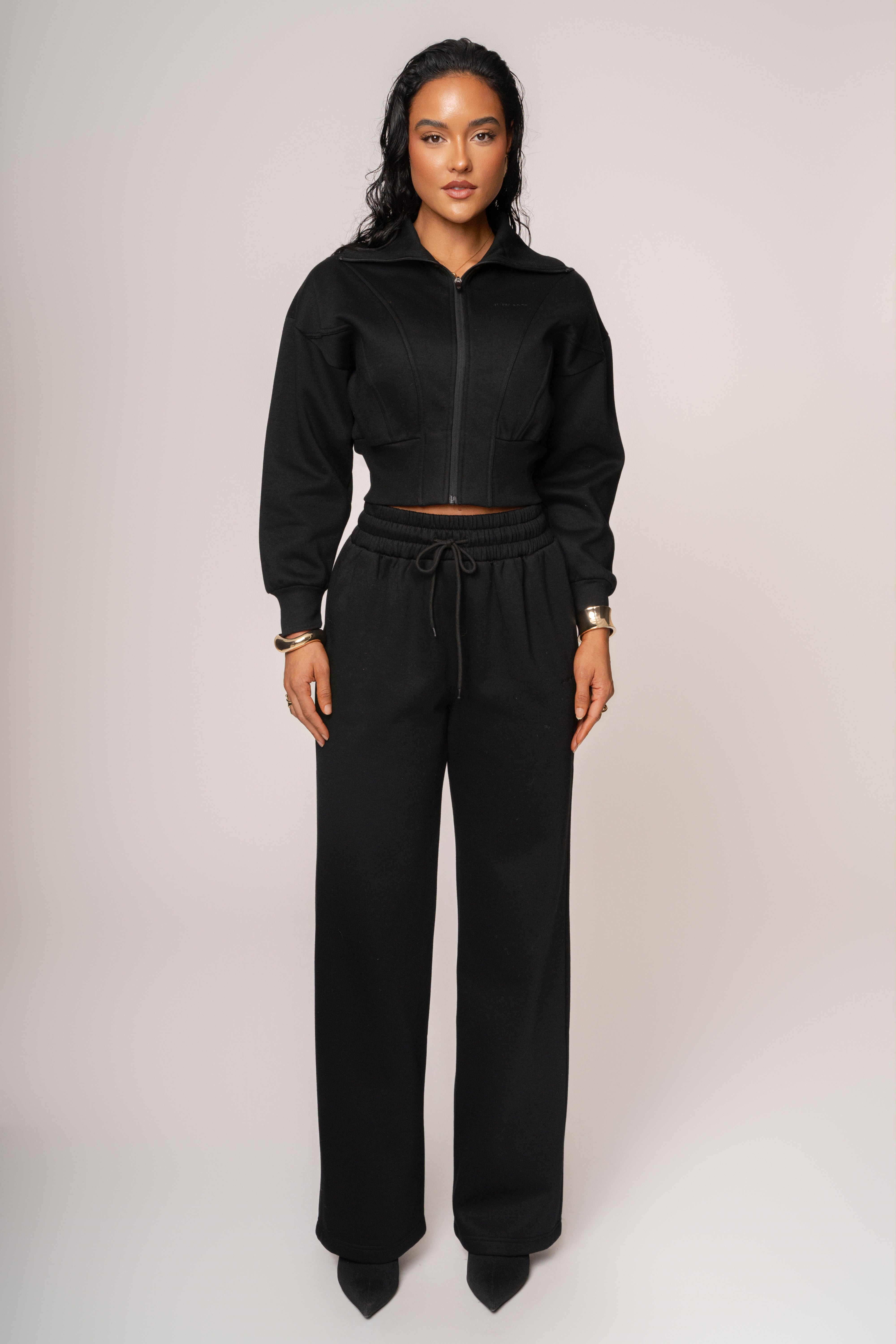 Black JLUXLABEL Logo Fleece Pants - JLUXLABEL