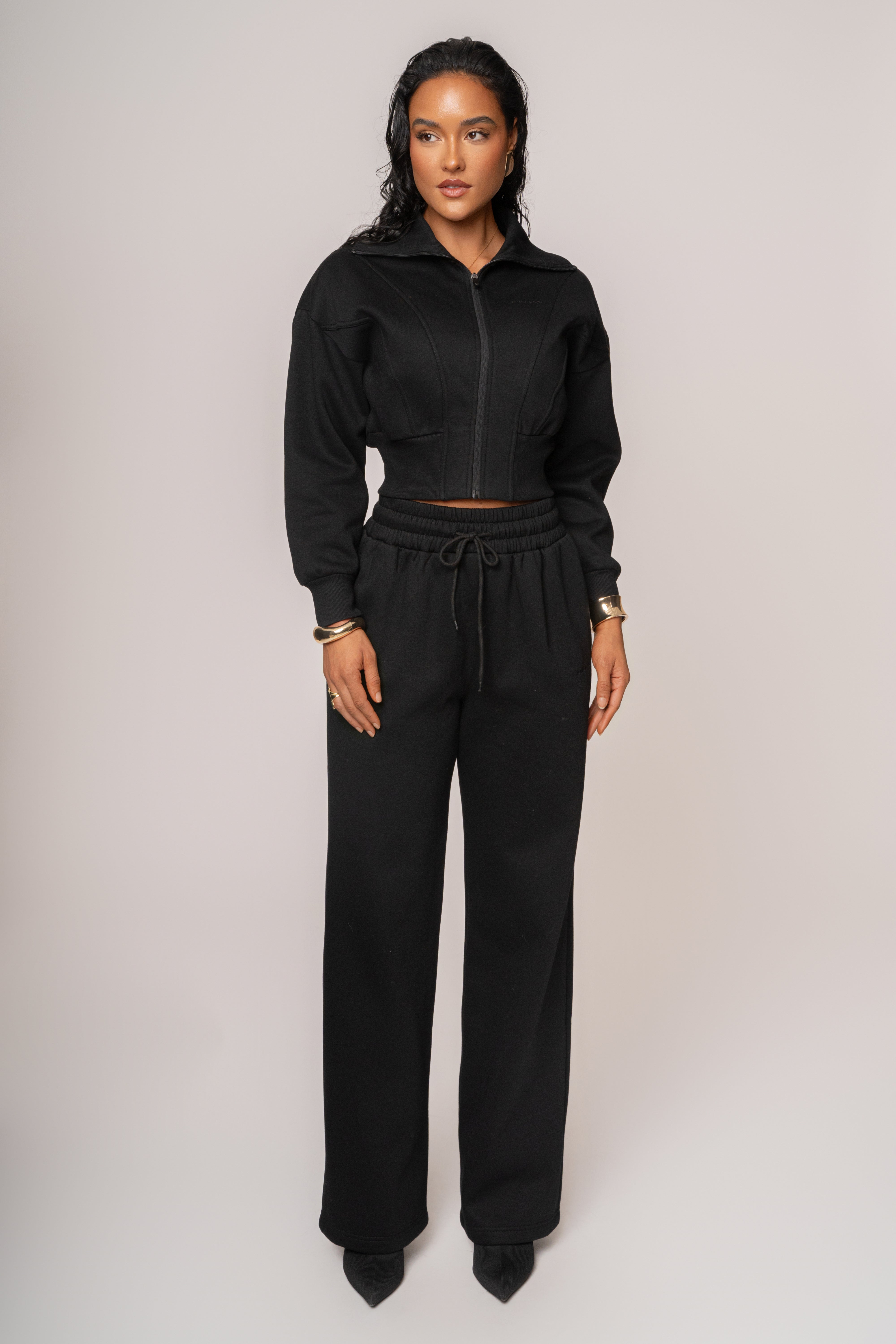 Black JLUXLABEL Logo Zip Up Jacket - JLUXLABEL