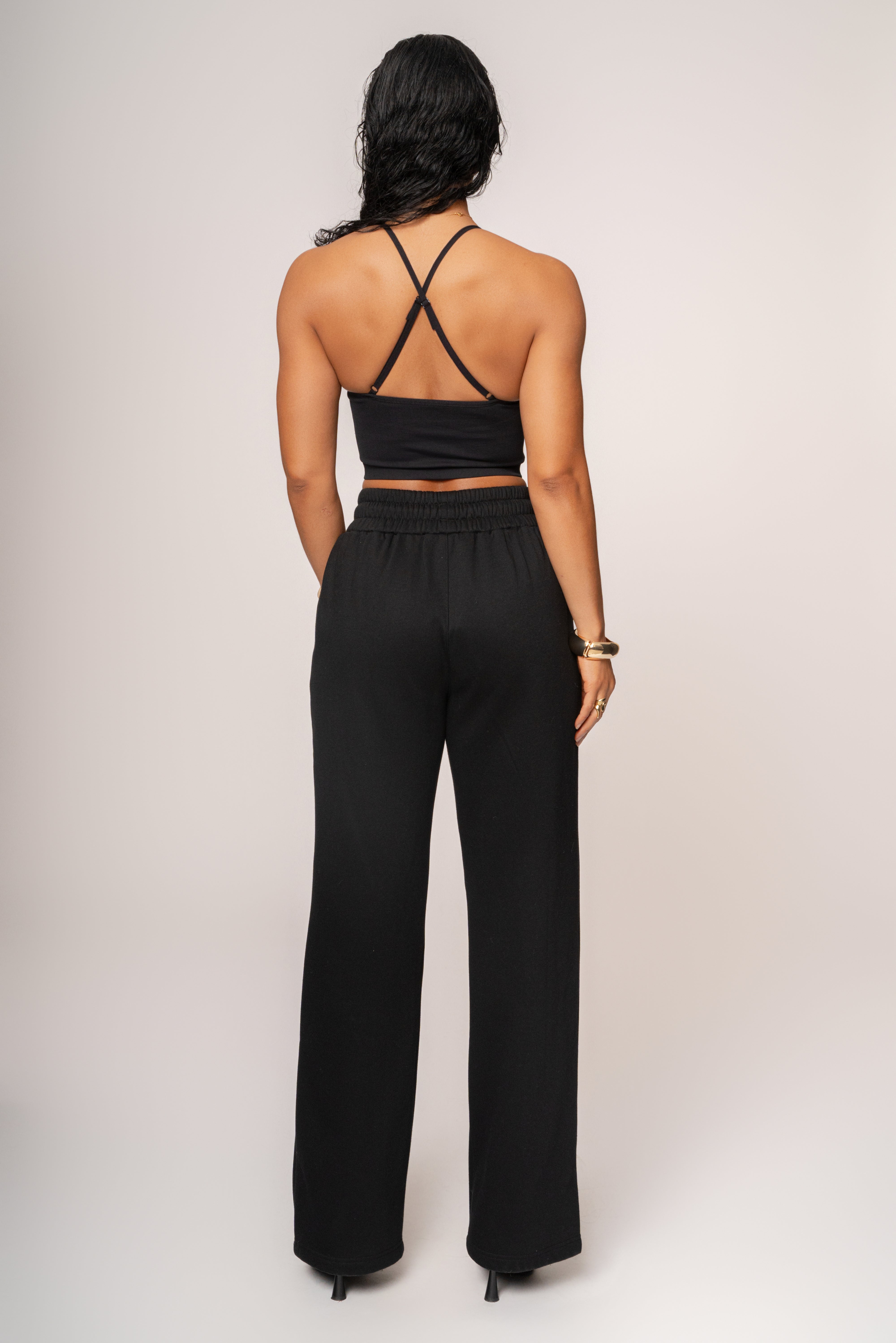 Black JLUXLABEL Logo Fleece Pants - JLUXLABEL