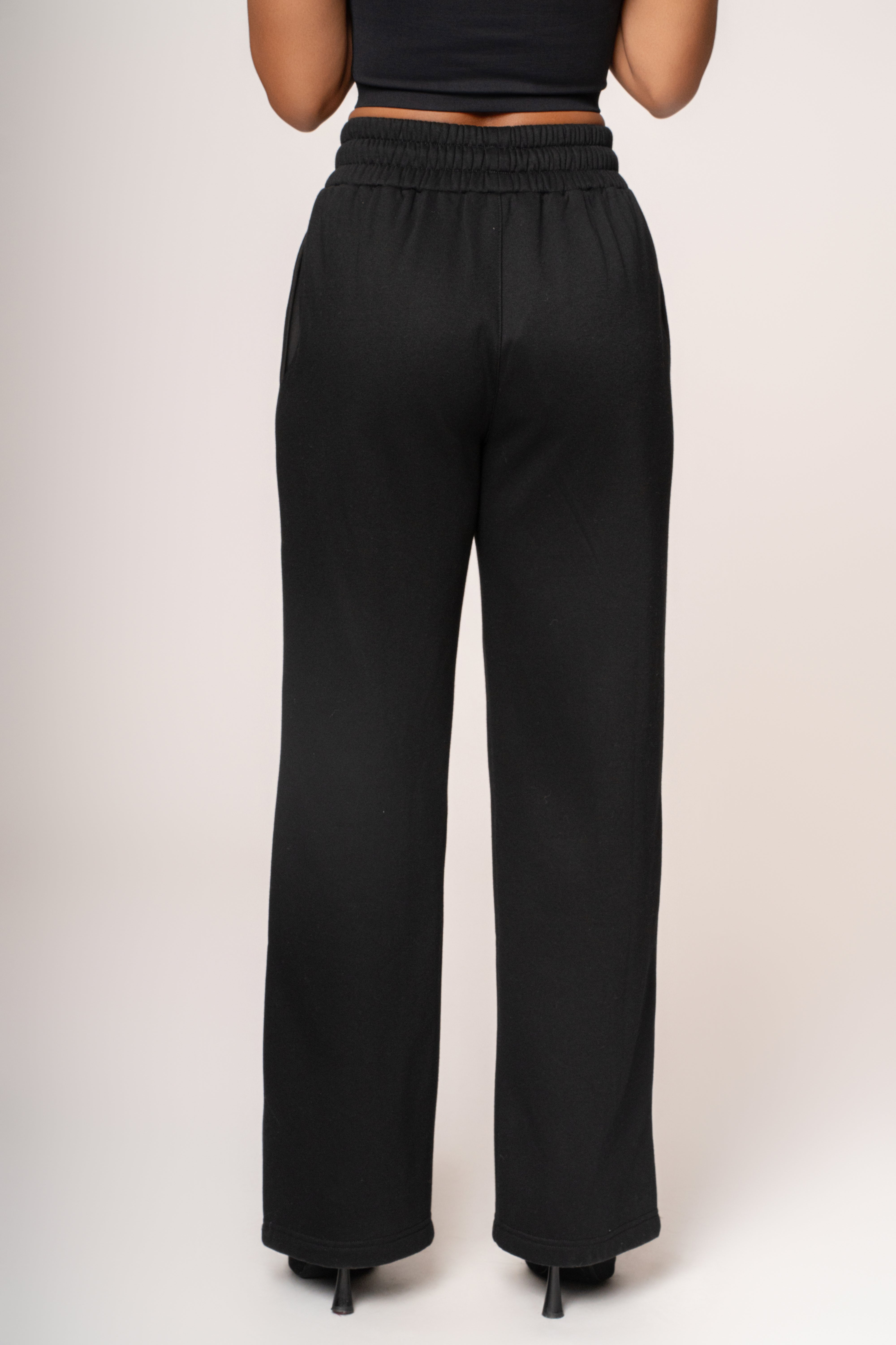 Black JLUXLABEL Logo Fleece Pants - JLUXLABEL