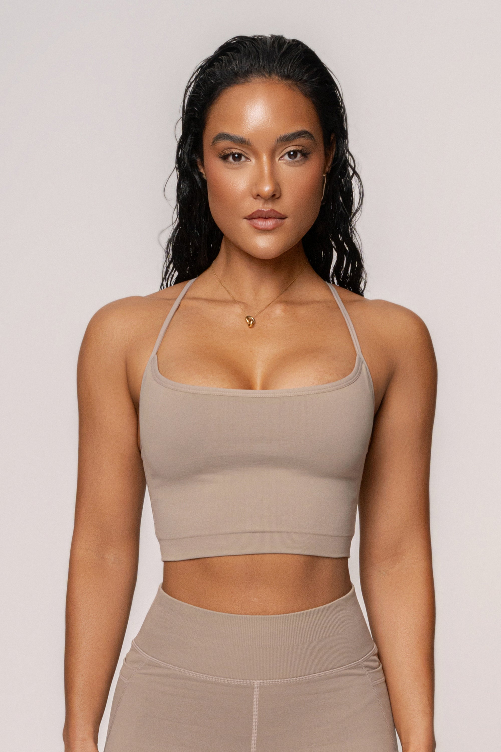 Beige Active Crop Top - JLUXLABEL