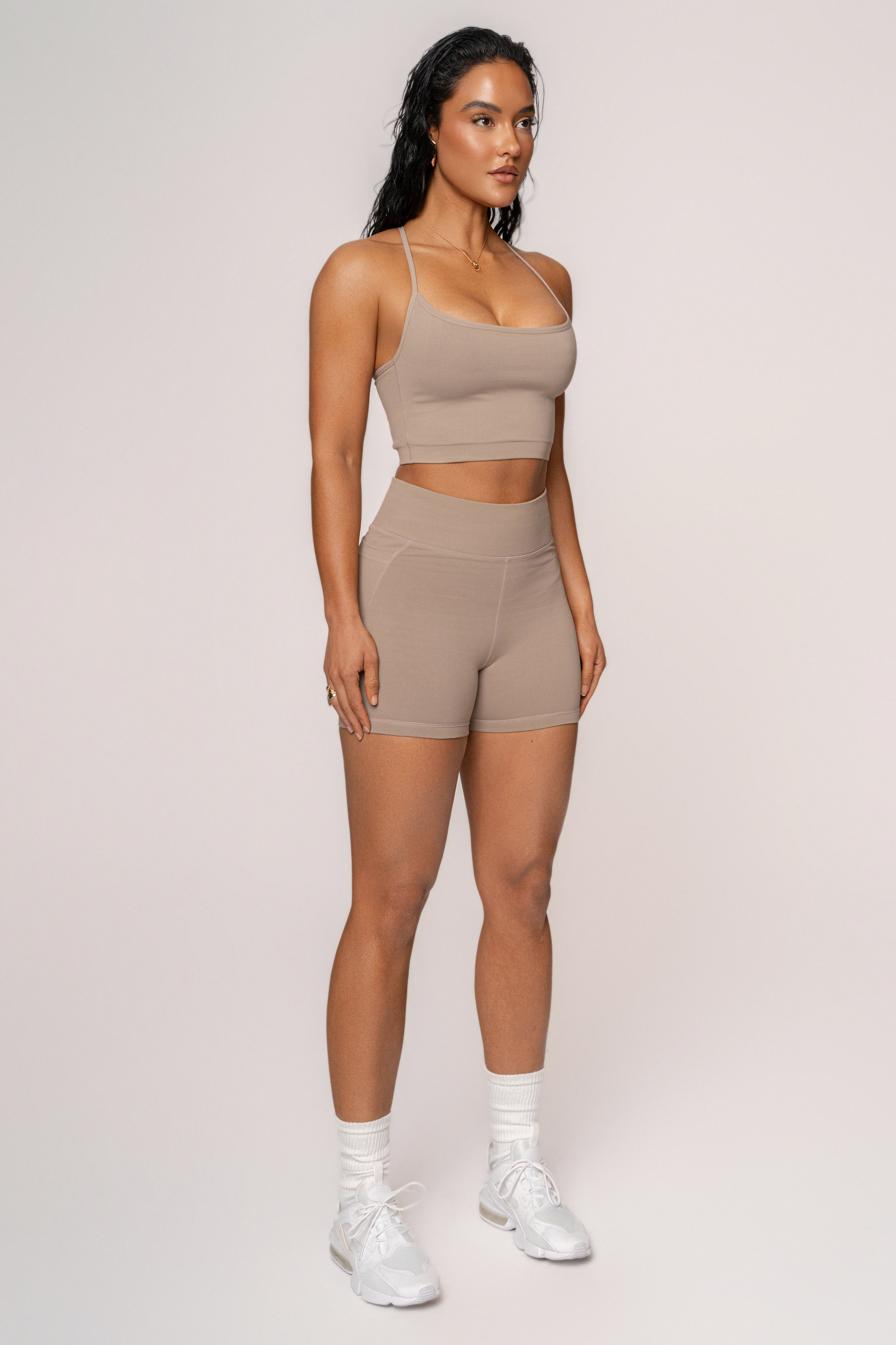 Beige On The Move Biker Short - JLUXLABEL