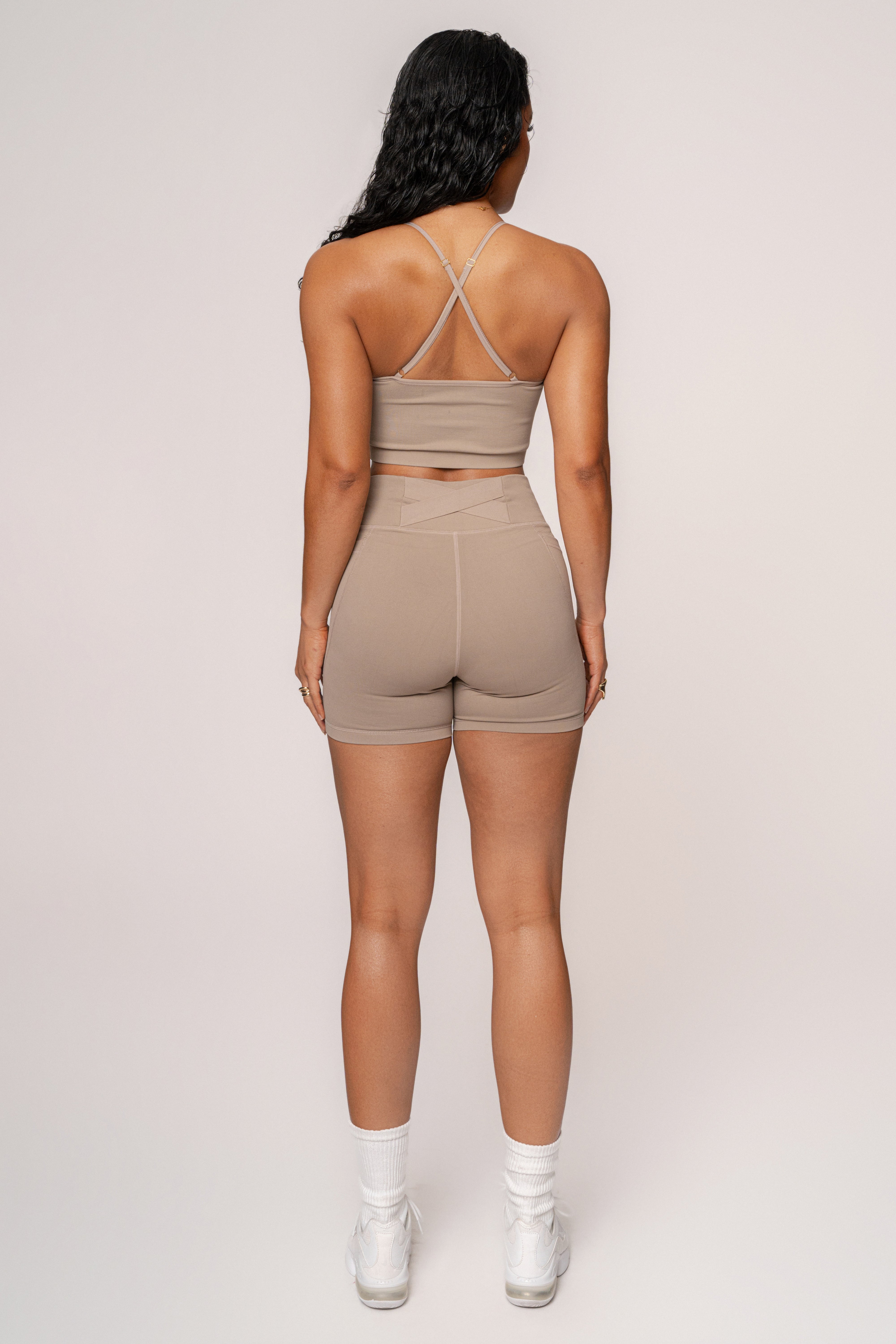 Beige On The Move Biker Short - JLUXLABEL