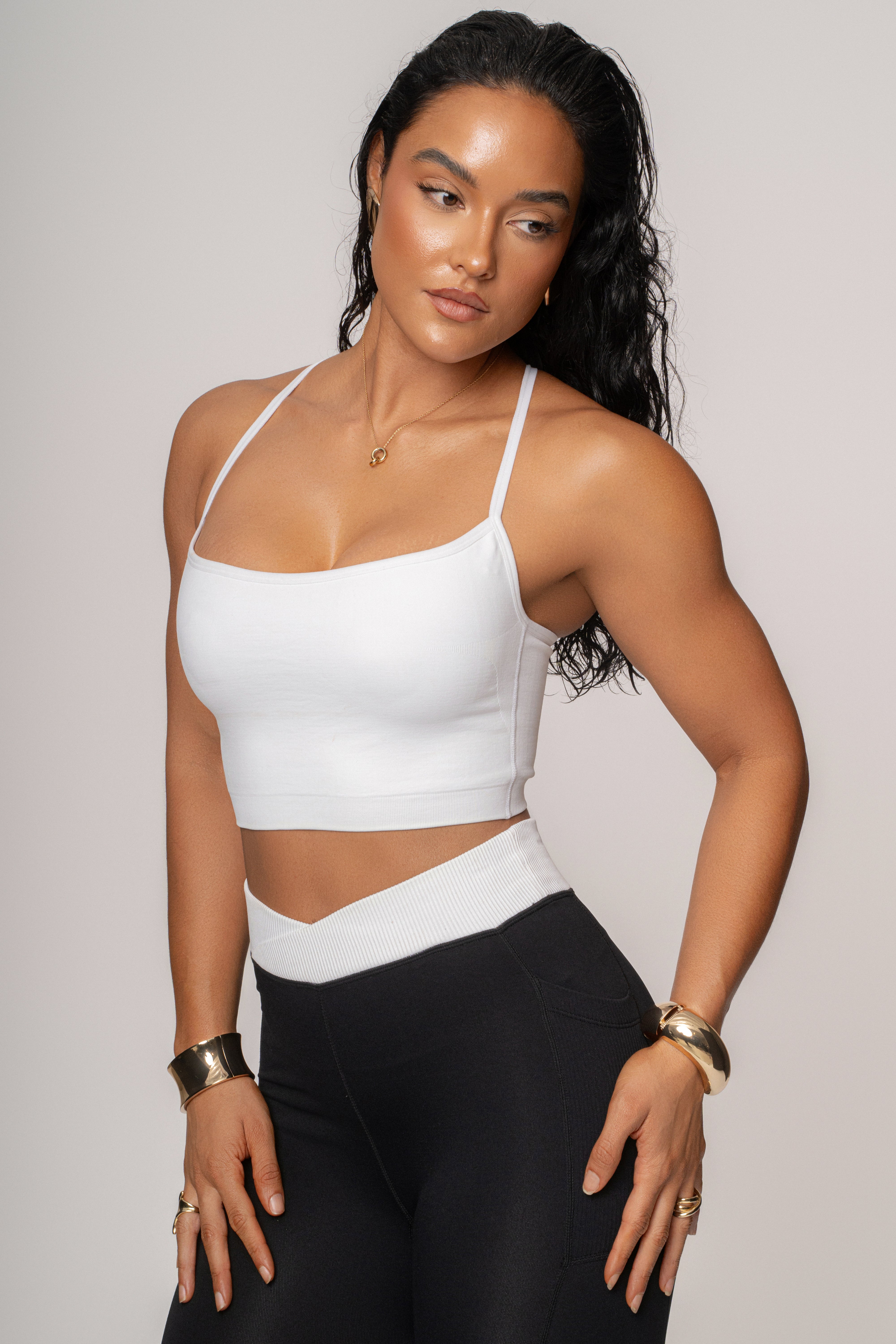 White Active Crop Top - JLUXLABEL