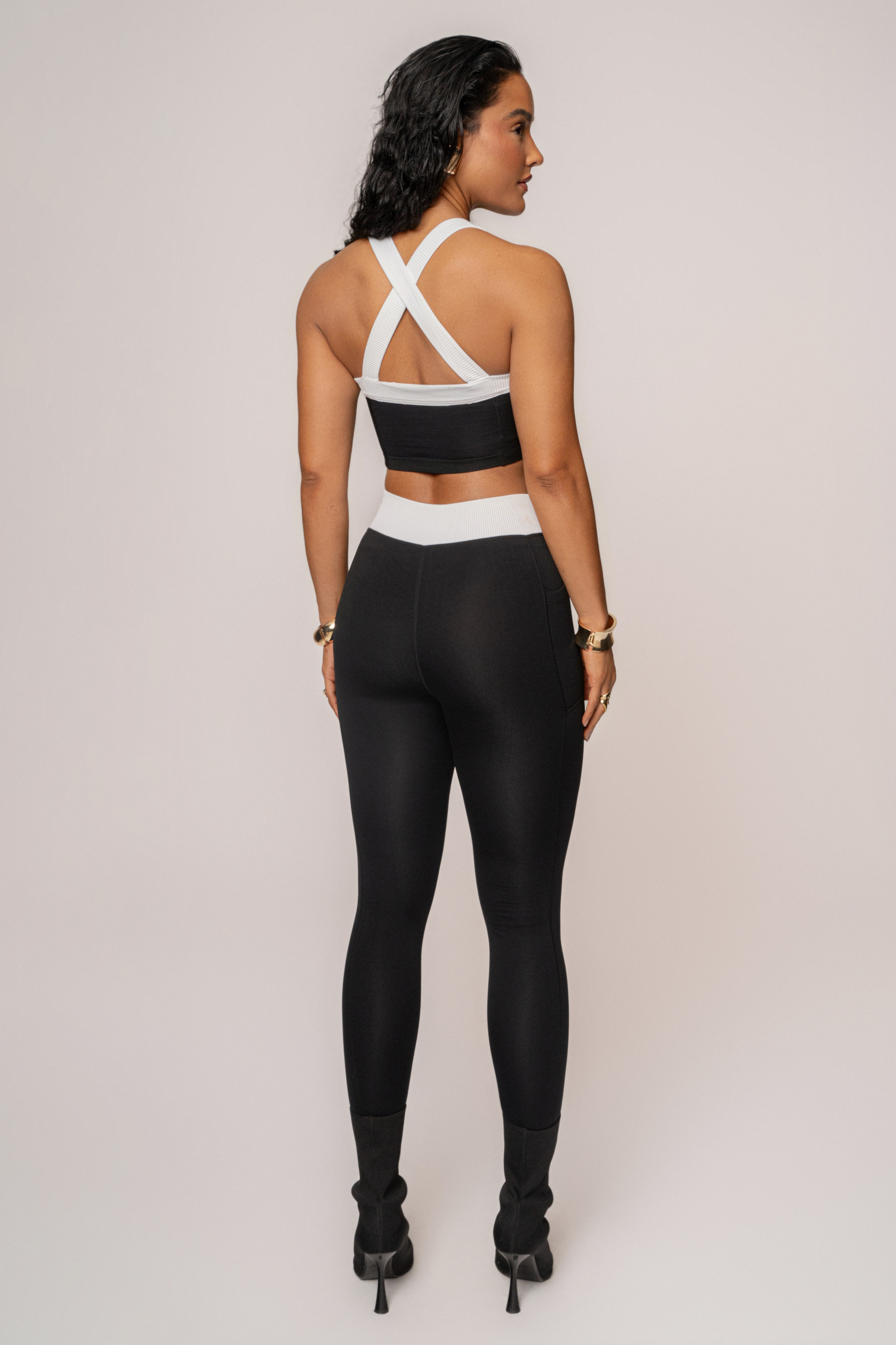 Black/White Ultimate Ribbed Halter Top - JLUXLABEL