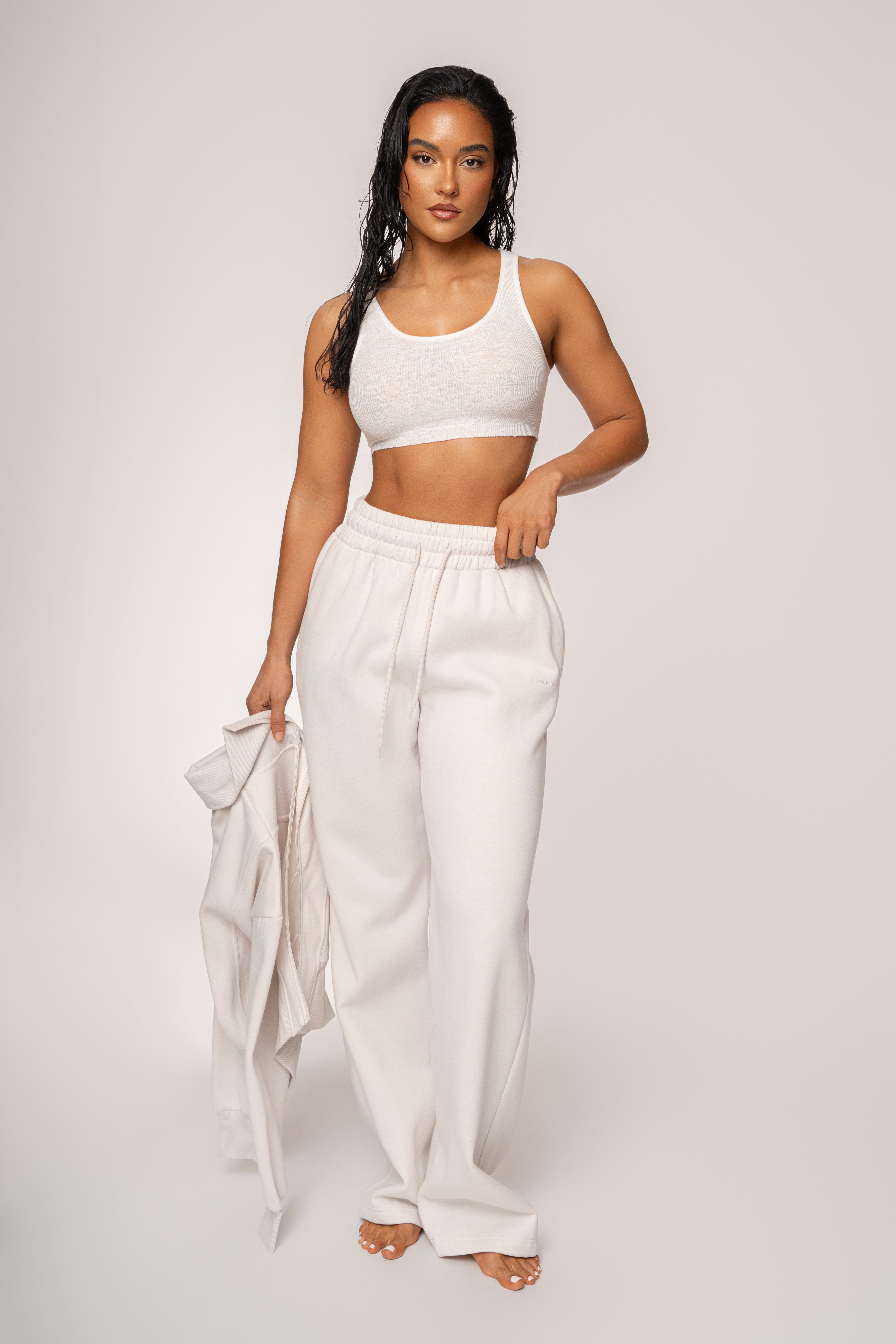 Bone JLUXLABEL Logo Fleece Pants - JLUXLABEL