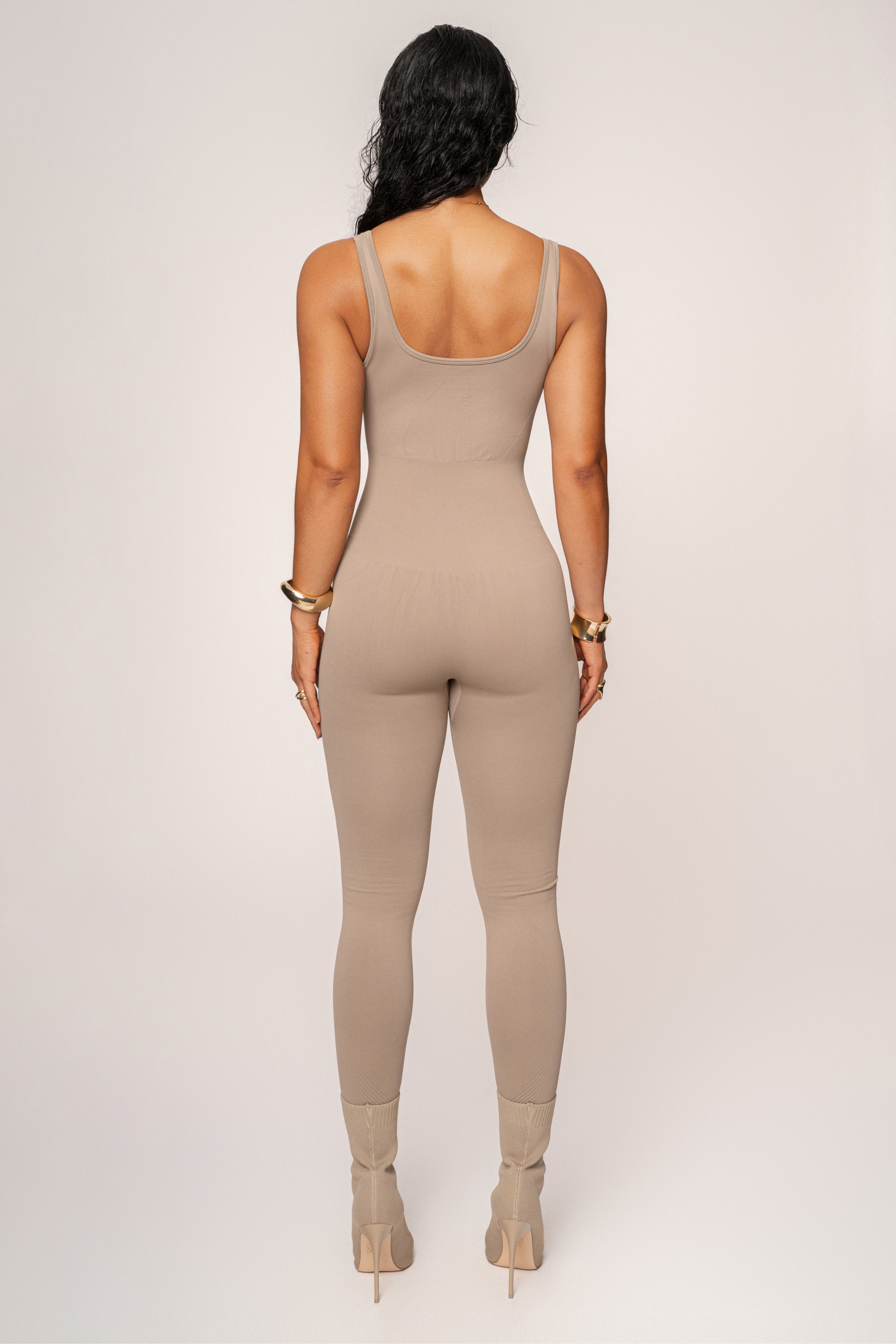 Beige Pure Form Jumpsuit - JLUXLABEL