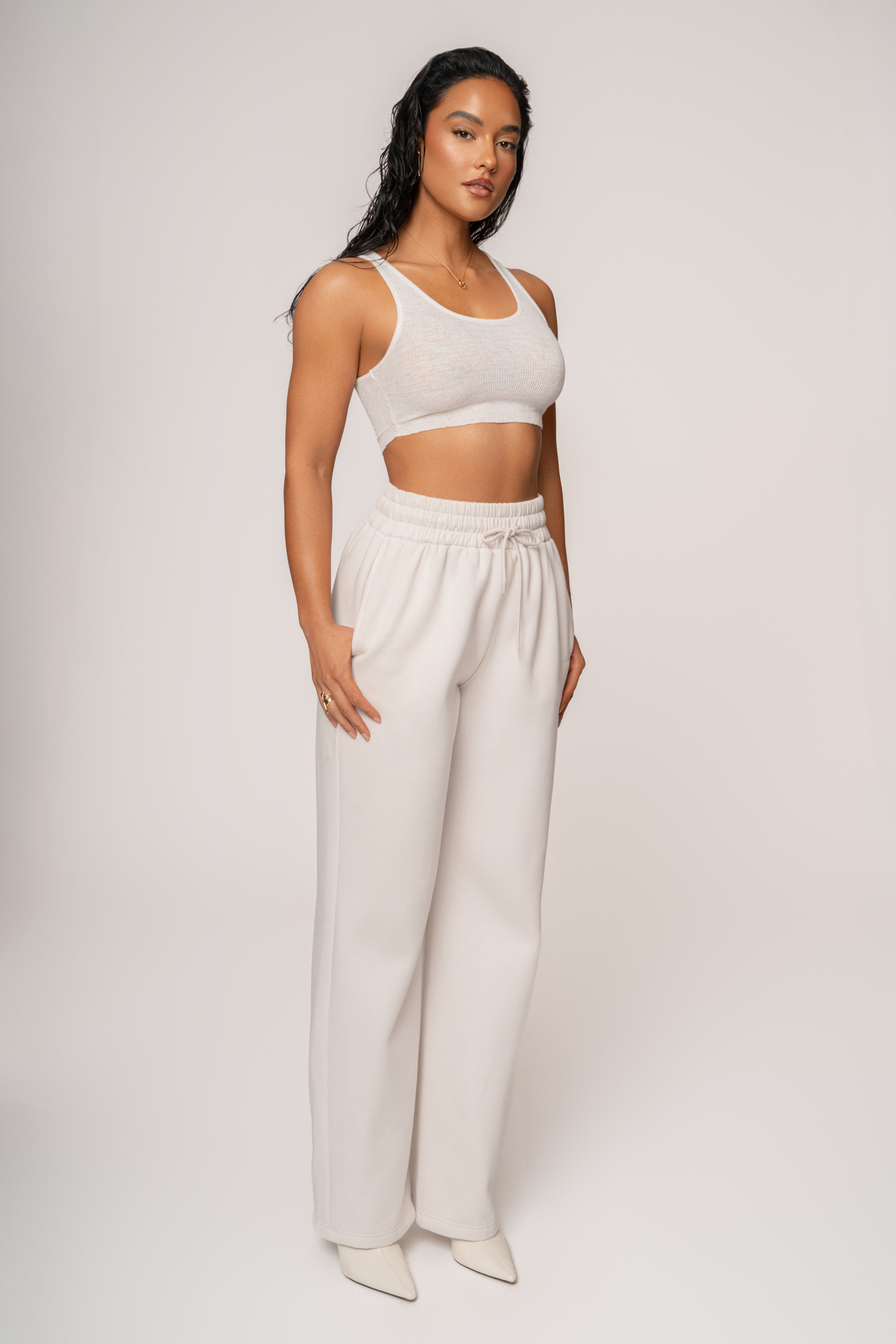 Bone JLUXLABEL Logo Fleece Pants - JLUXLABEL