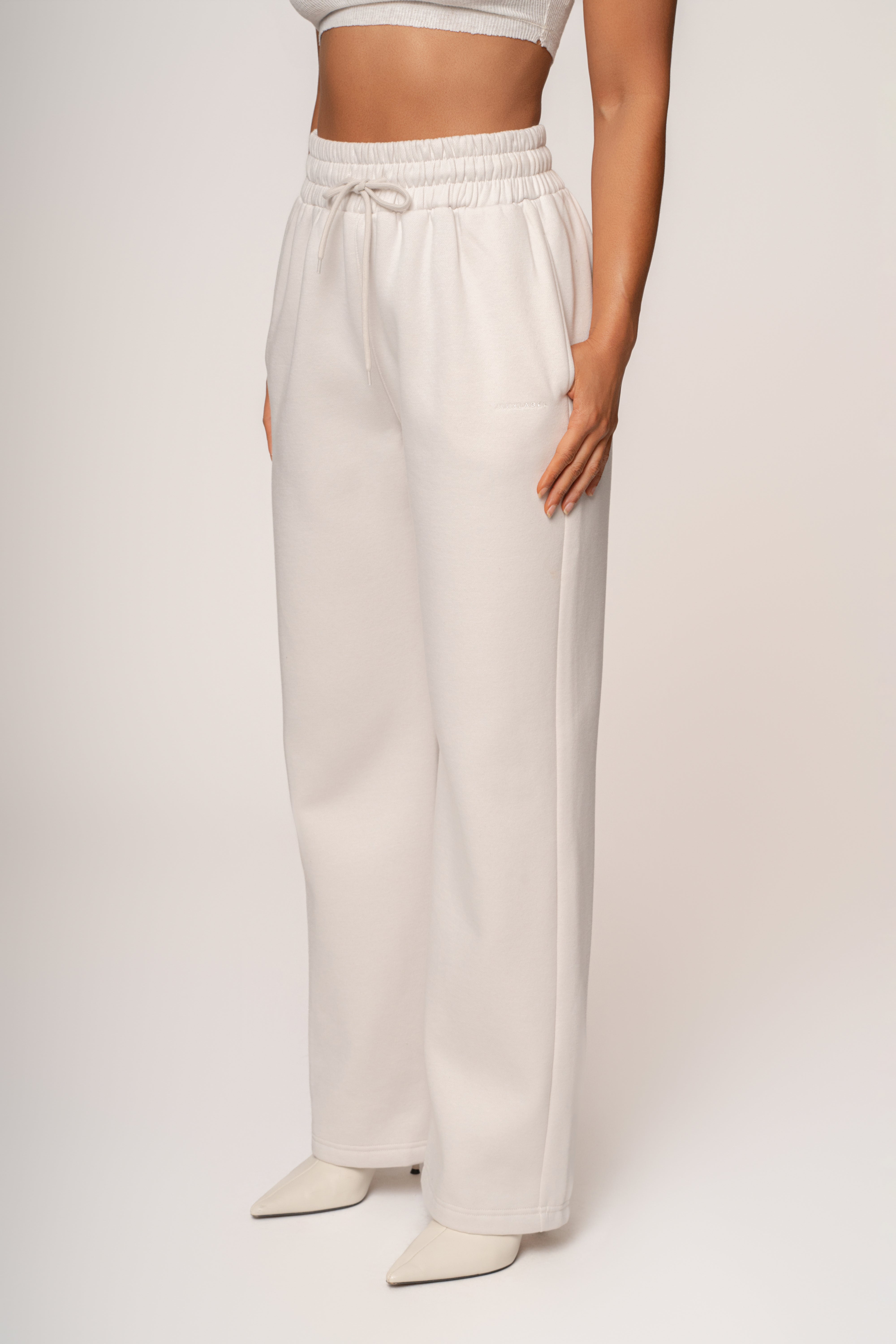 Bone JLUXLABEL Logo Fleece Pants - JLUXLABEL