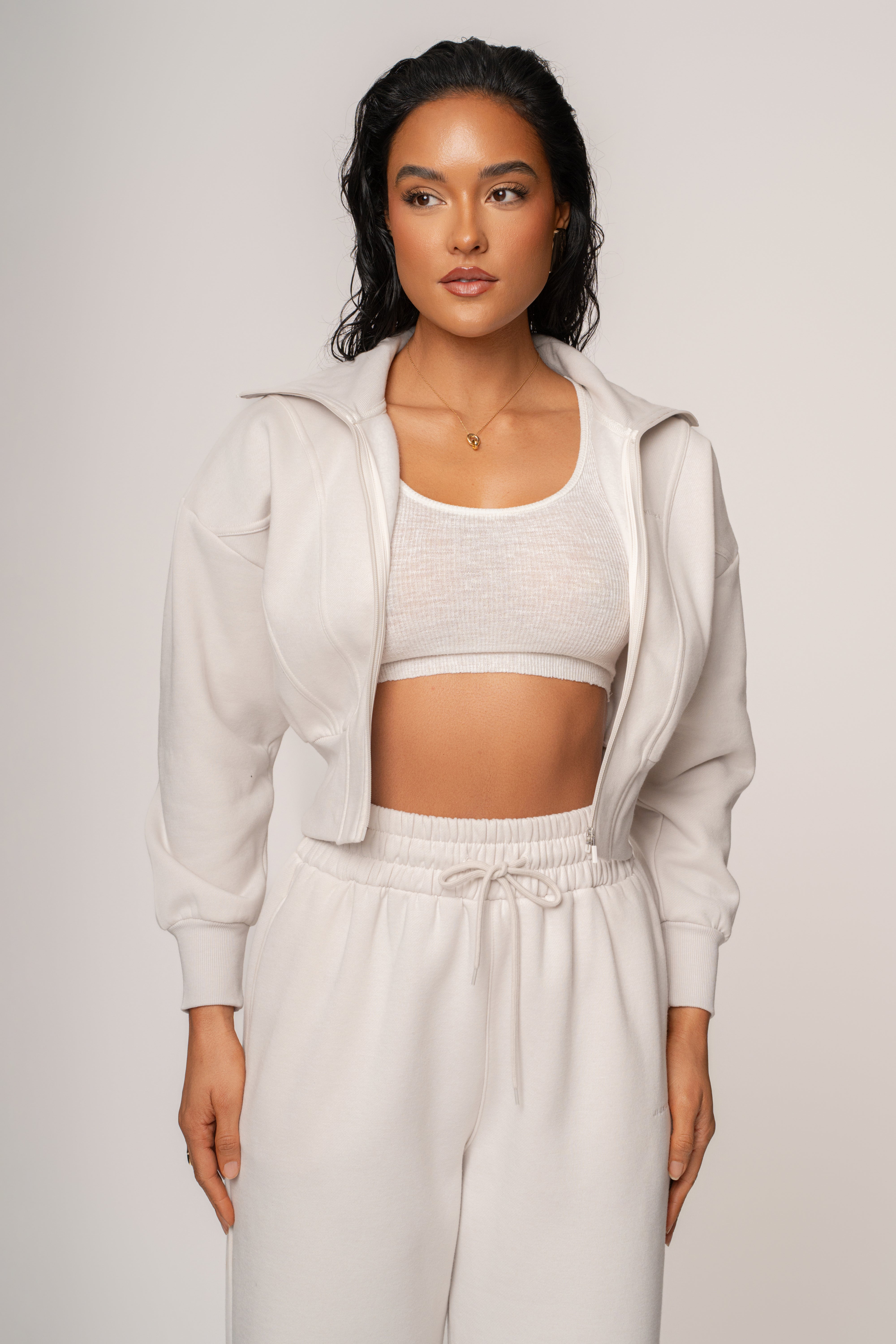 Bone JLUXLABEL Logo Zip Up Jacket - JLUXLABEL