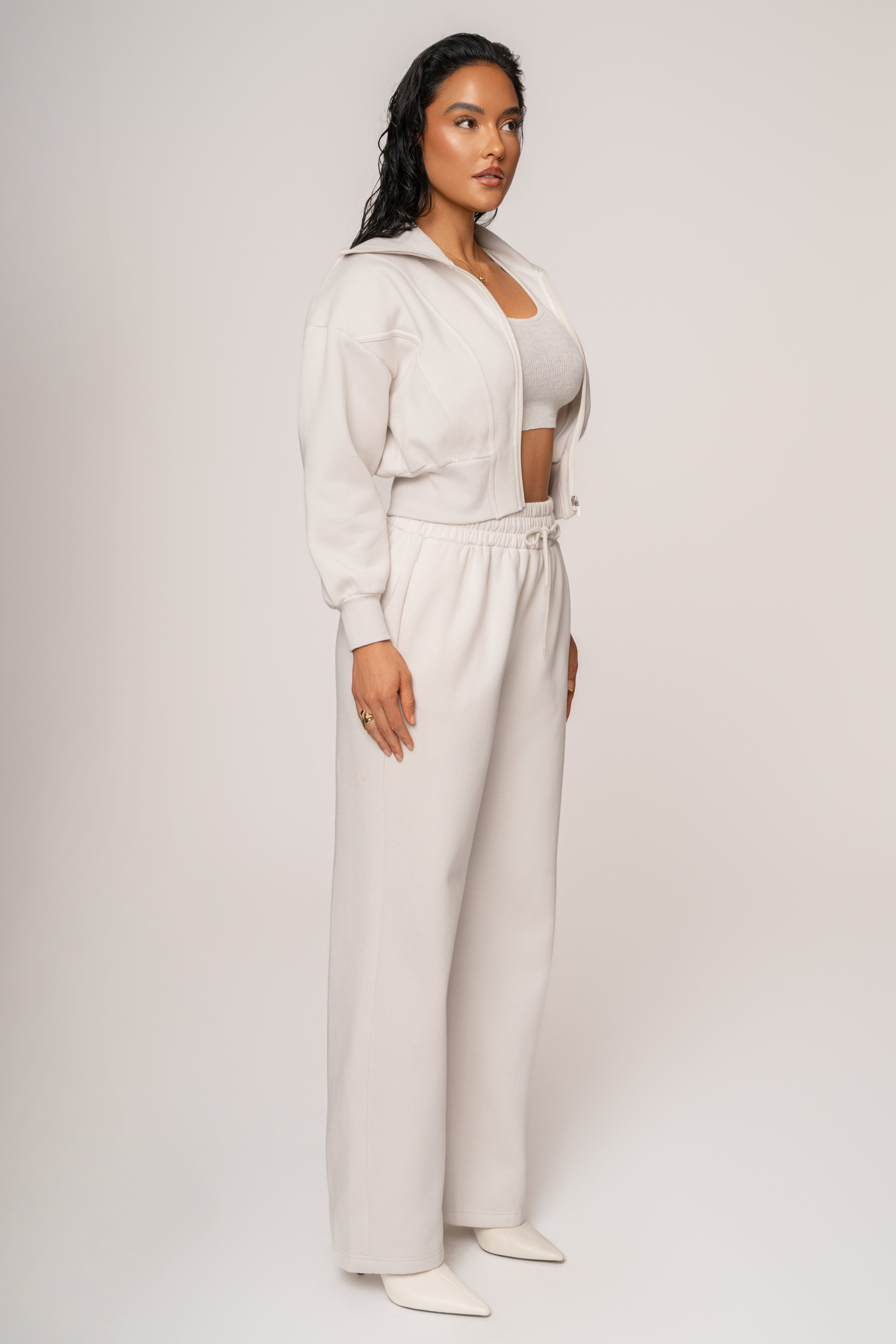 Bone JLUXLABEL Logo Zip Up Jacket - JLUXLABEL