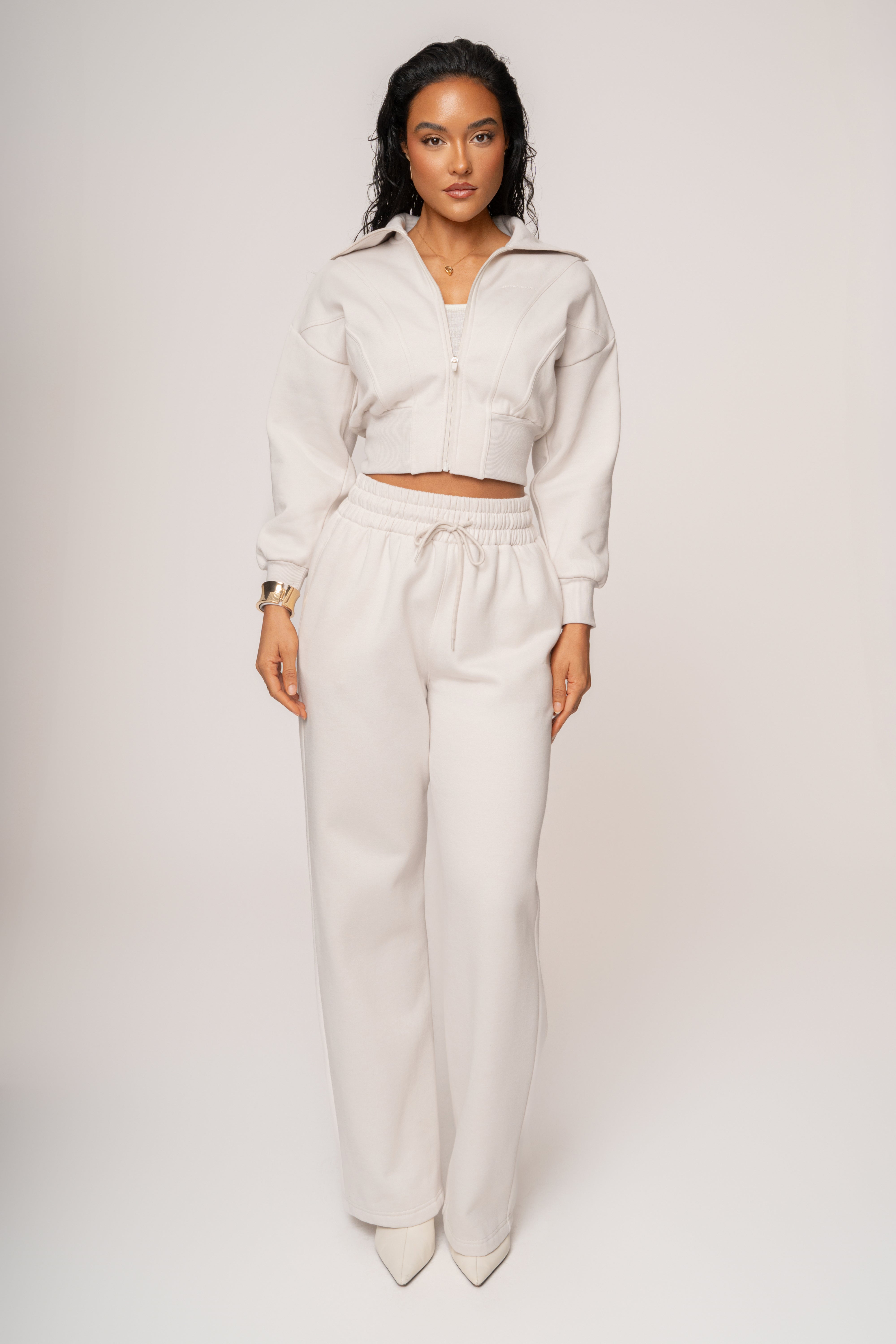 Bone JLUXLABEL Logo Zip Up Jacket - JLUXLABEL