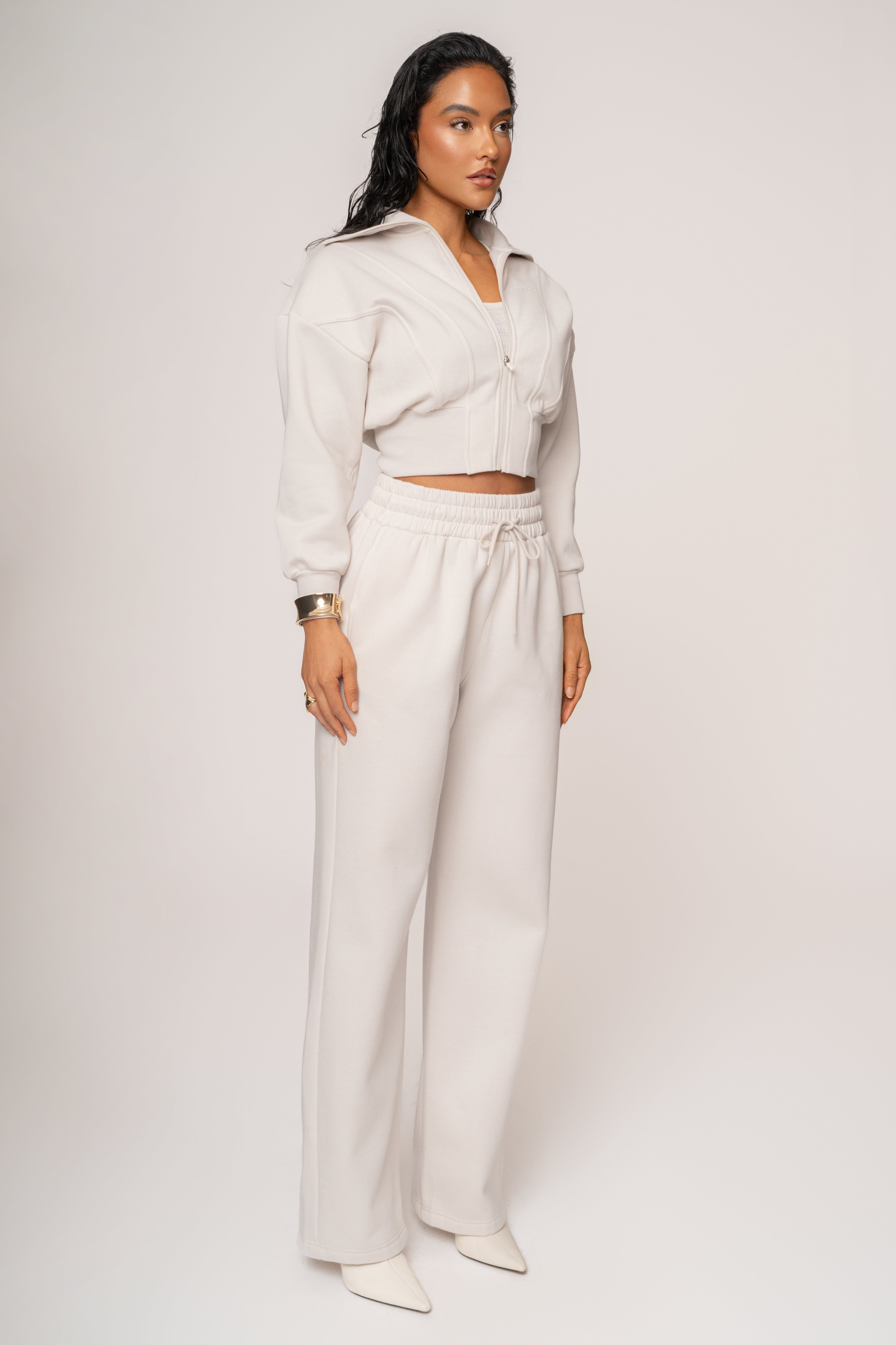 Bone JLUXLABEL Logo Zip Up Jacket - JLUXLABEL