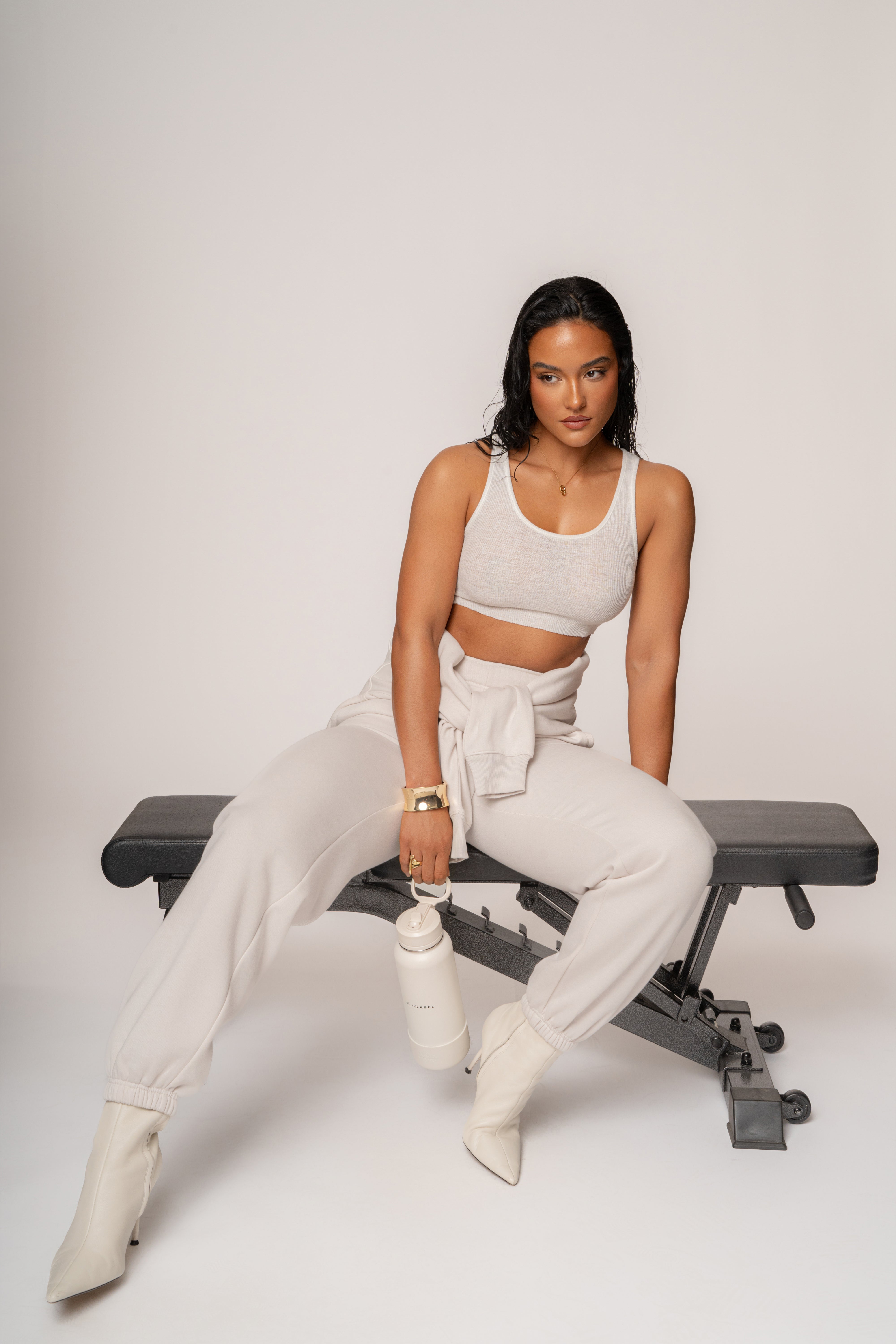 Bone JLUXLABEL Logo Sweatpants - JLUXLABEL