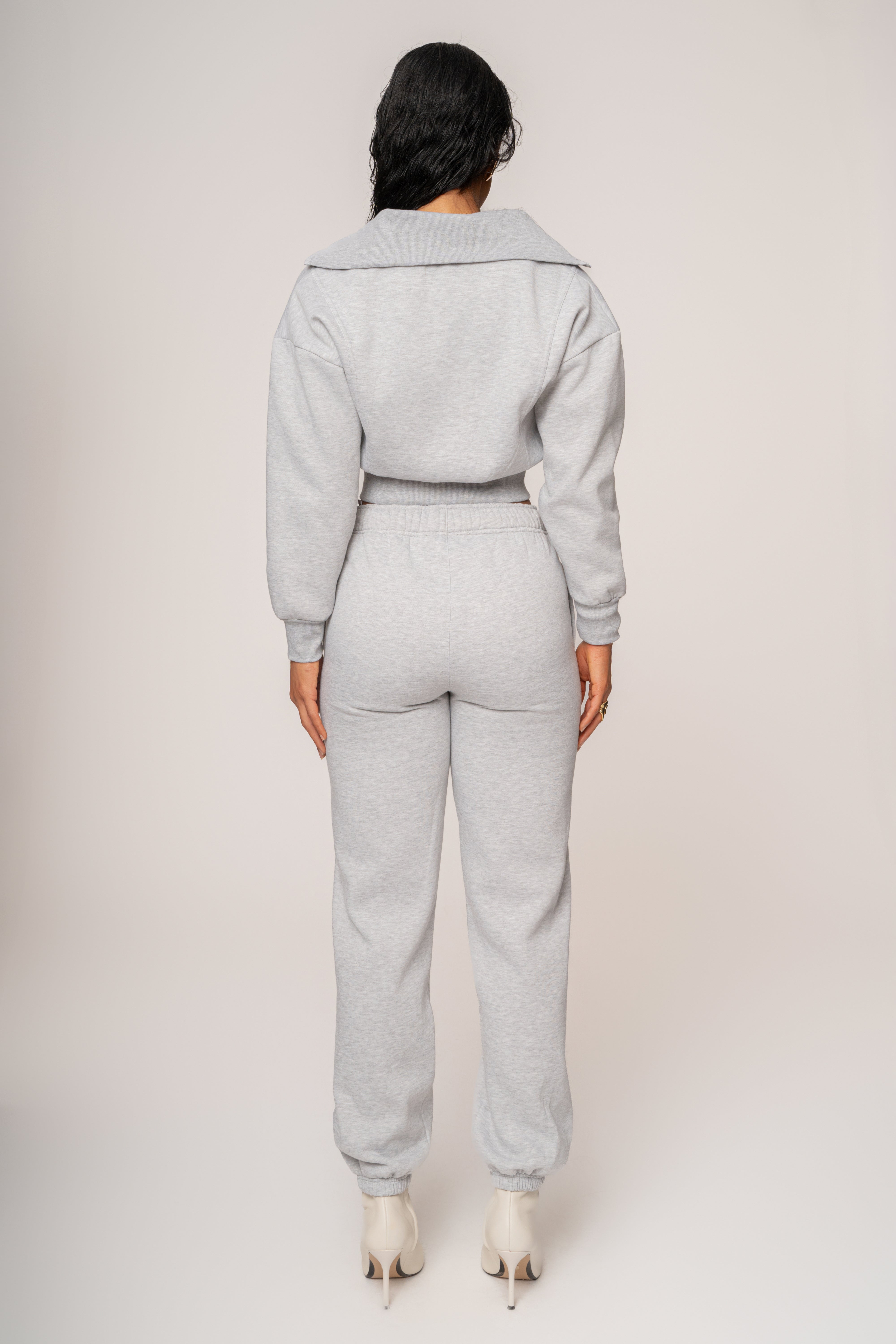 Heather Grey JLUXLABEL Logo Zip Up Jacket - JLUXLABEL