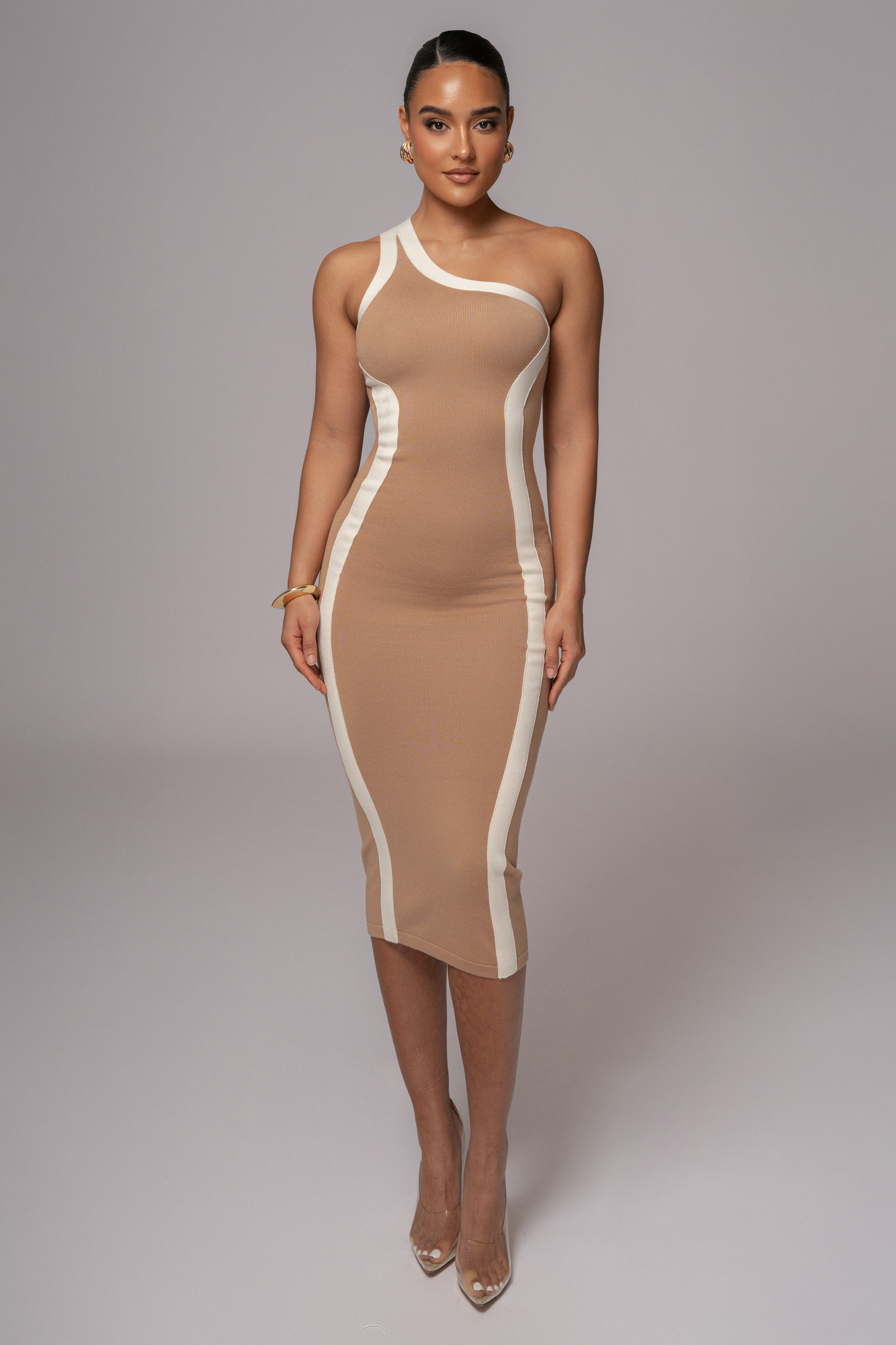 Beige Breann Contrast Maxi Dress - JLUXLABEL