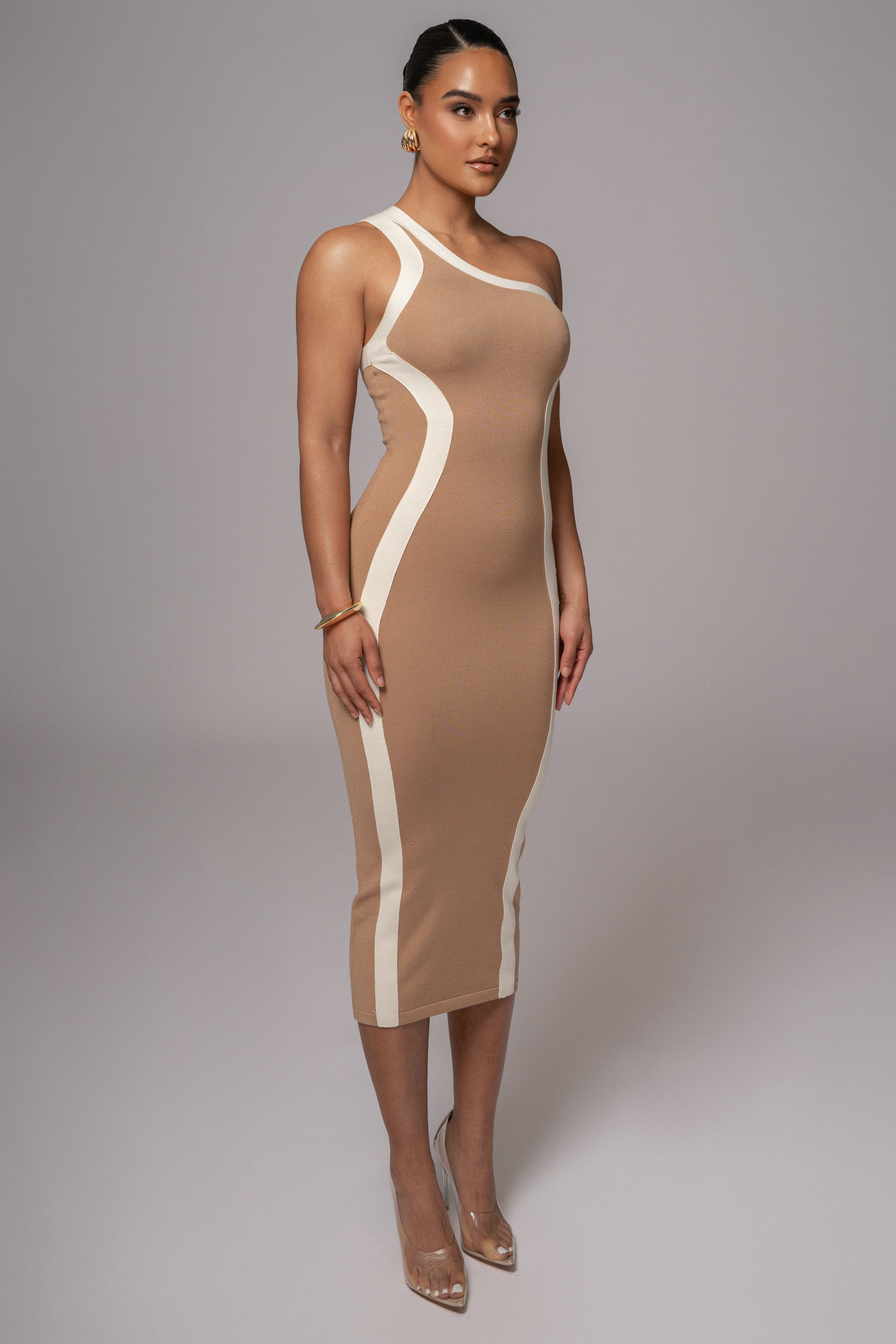 Beige Breann Contrast Maxi Dress - JLUXLABEL