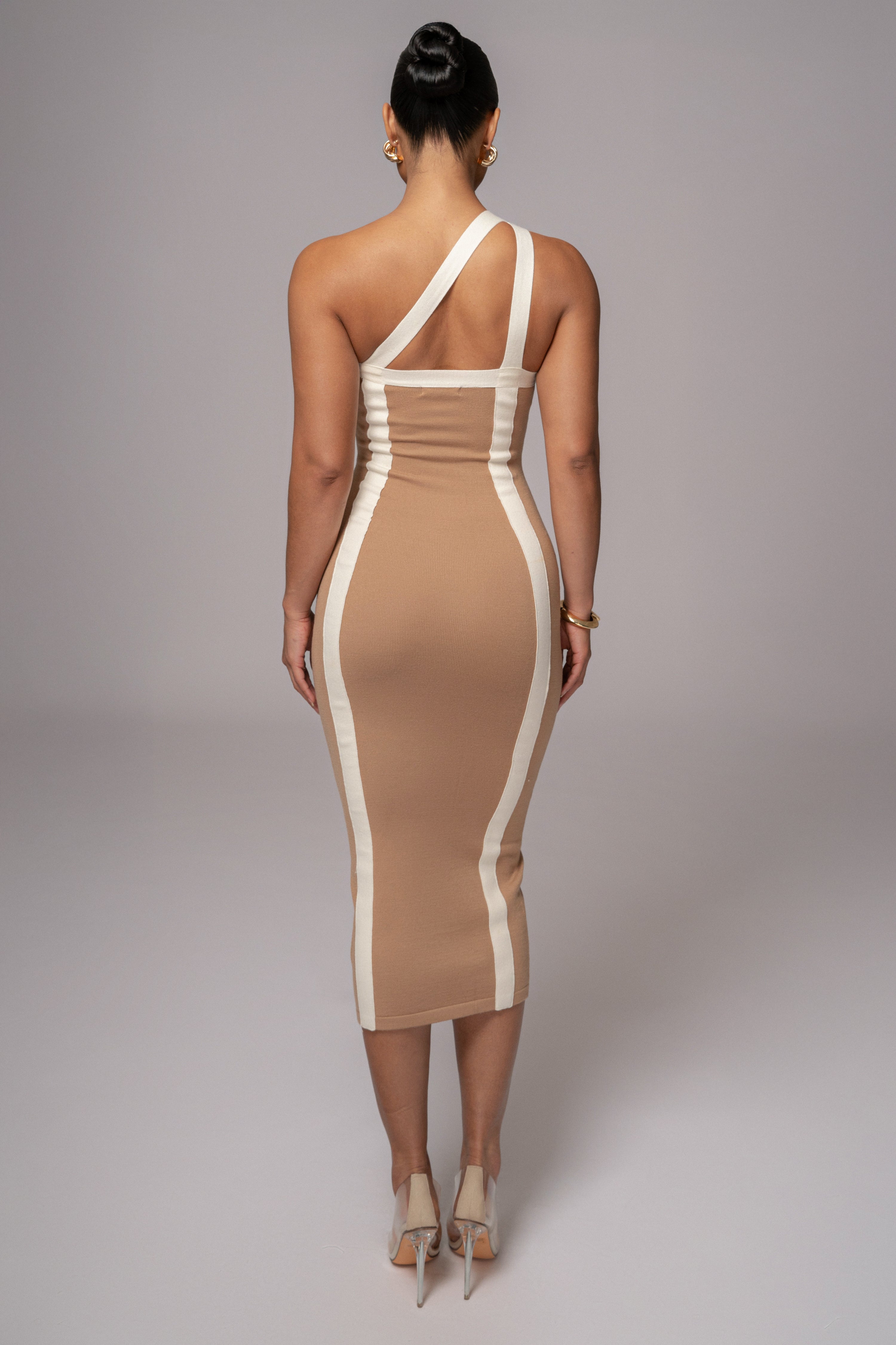 Beige Breann Contrast Maxi Dress - JLUXLABEL