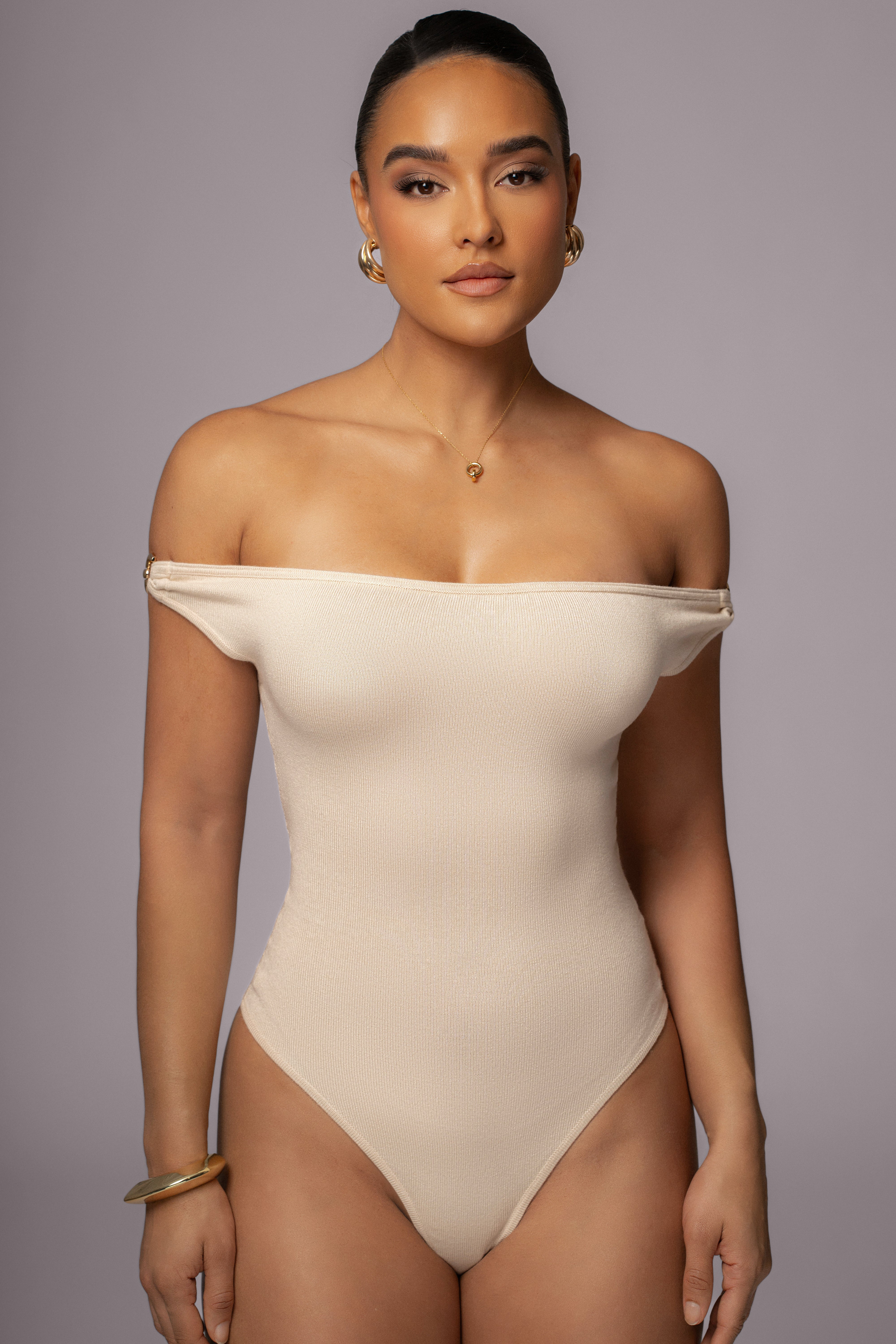 Cream Off The Shoulder Bodysuit - JLUXLABEL
