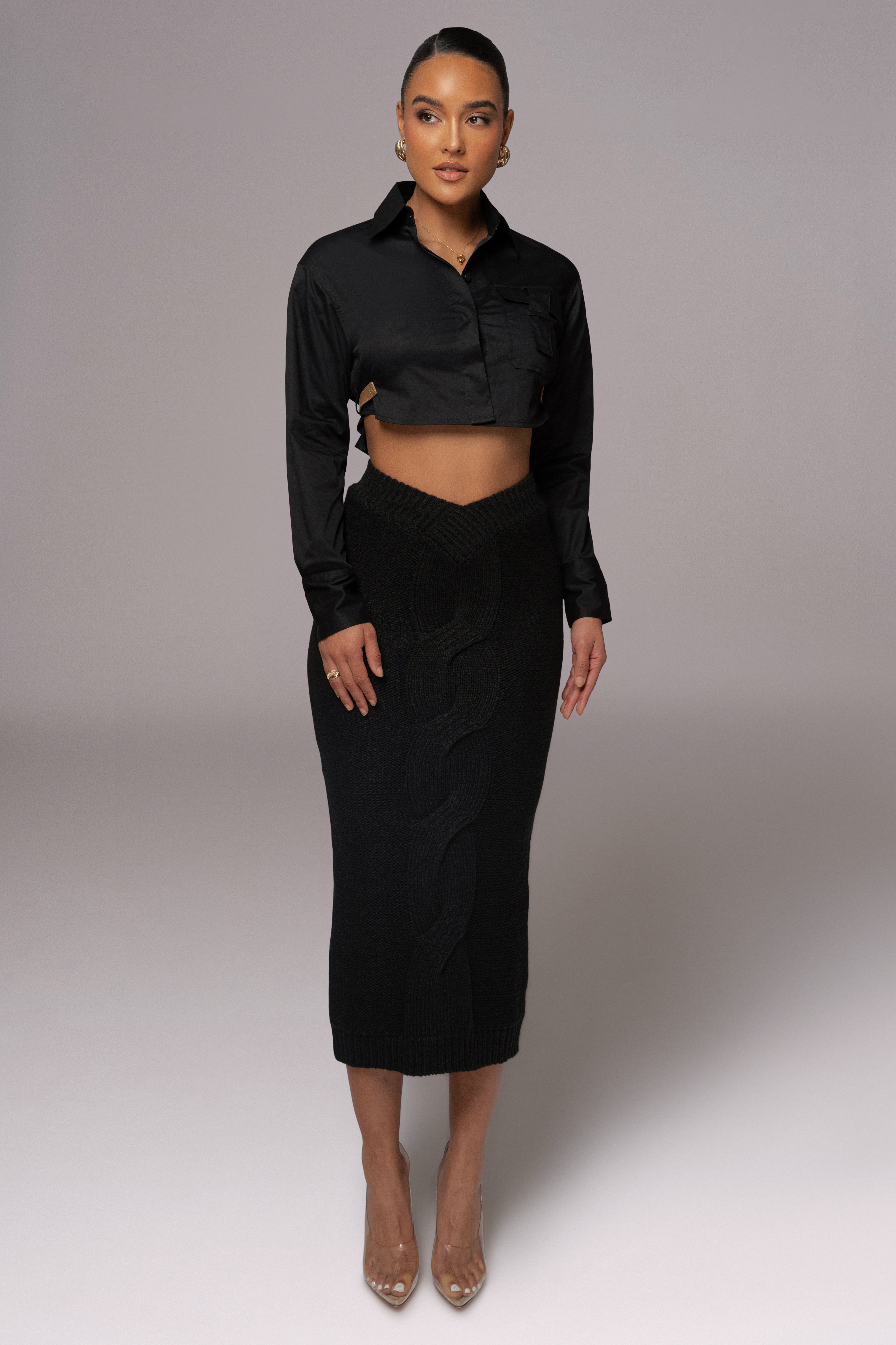 Black Close To You Collared Top - JLUXLABEL