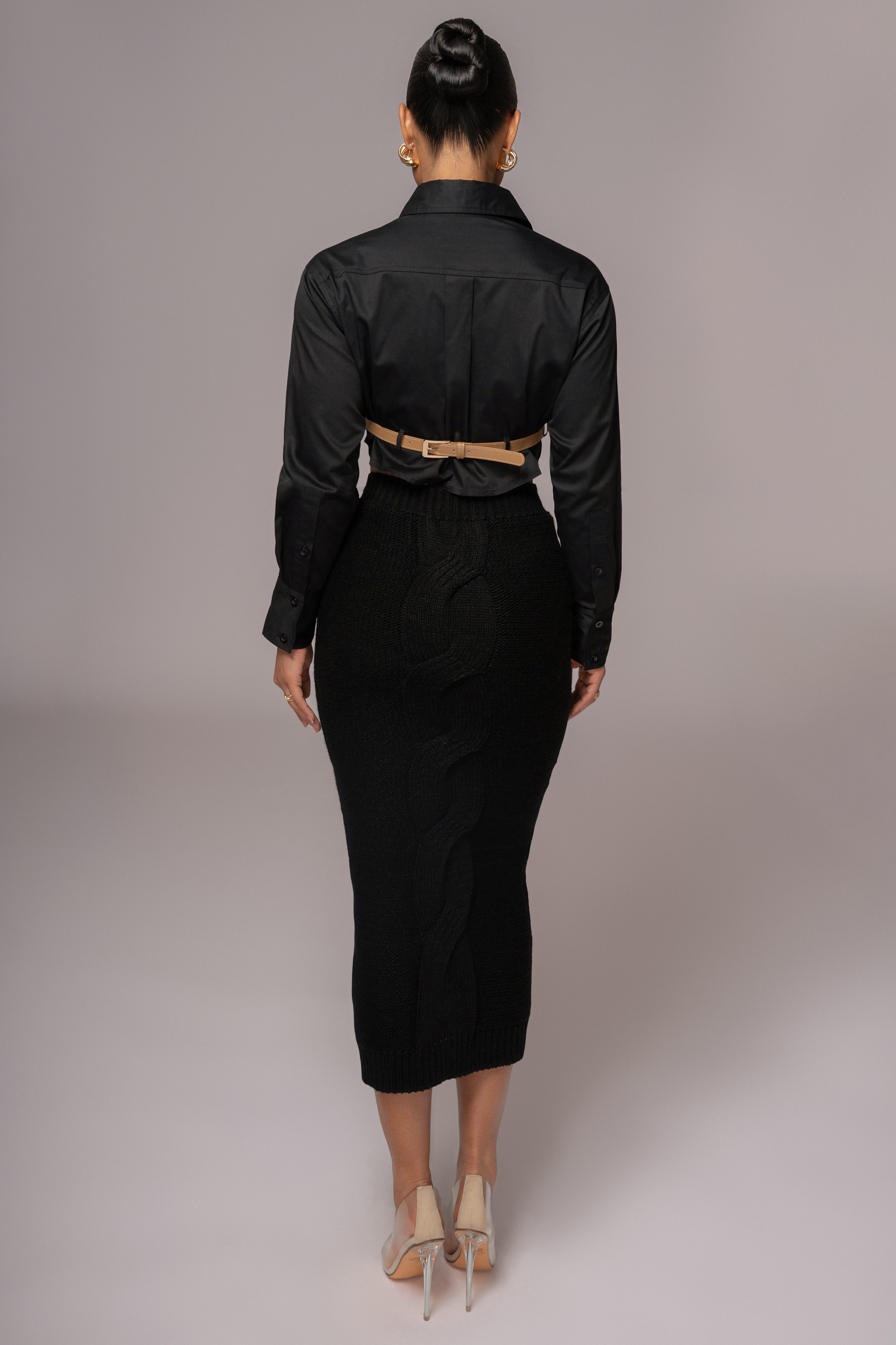 Black Close To You Collared Top - JLUXLABEL