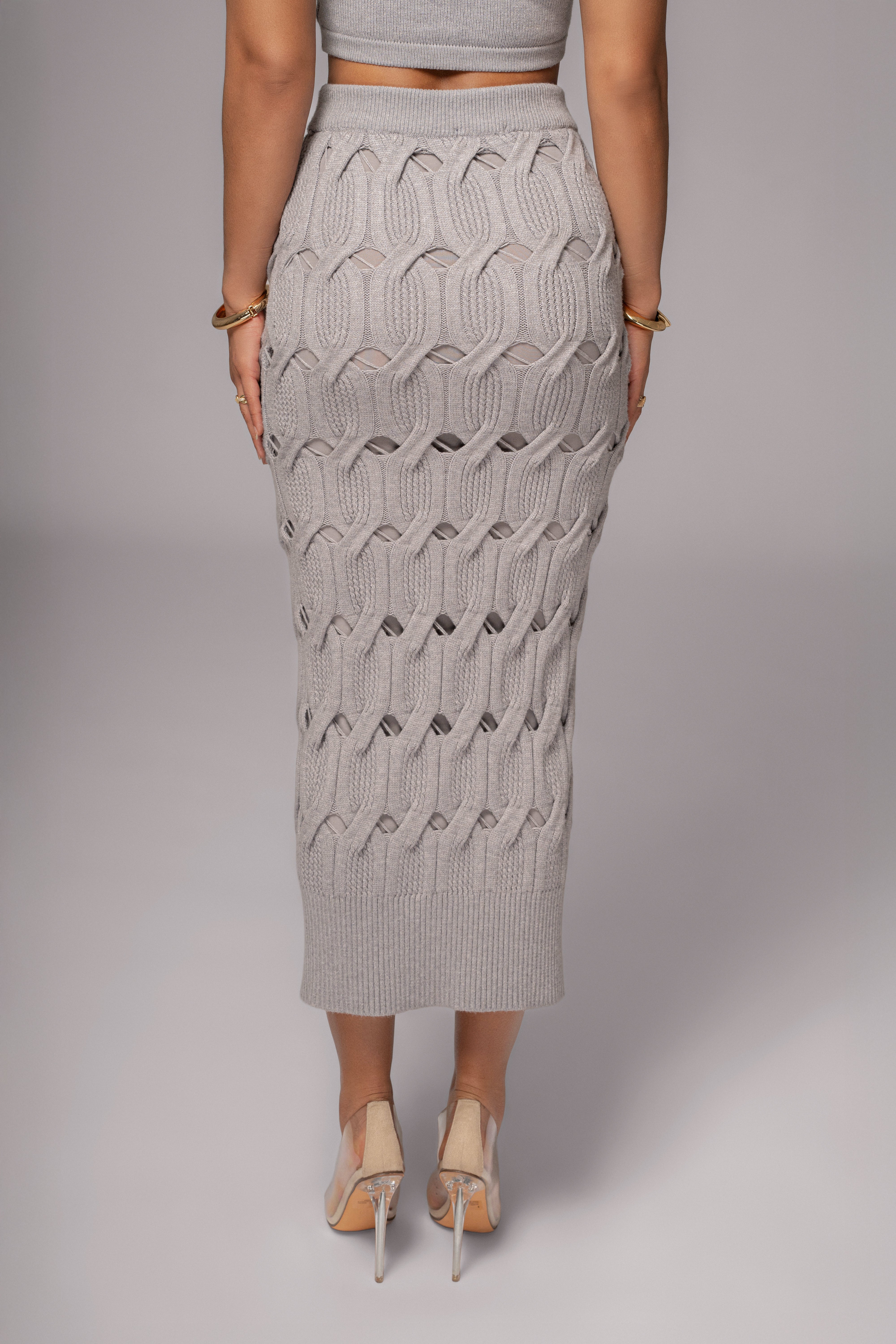 Heather Grey Morgan Knit Maxi Skirt - JLUXLABEL