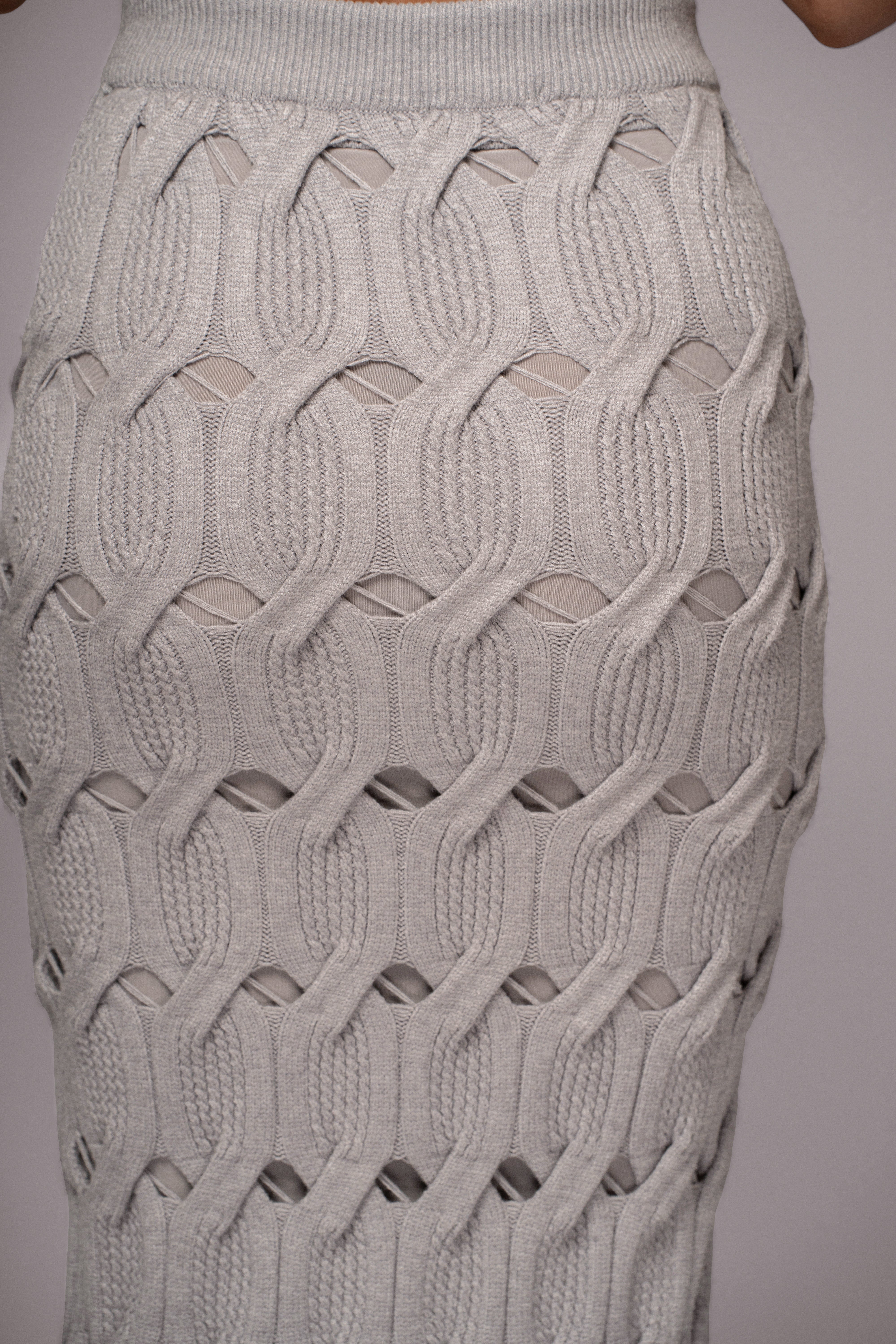 Heather Grey Morgan Knit Maxi Skirt - JLUXLABEL