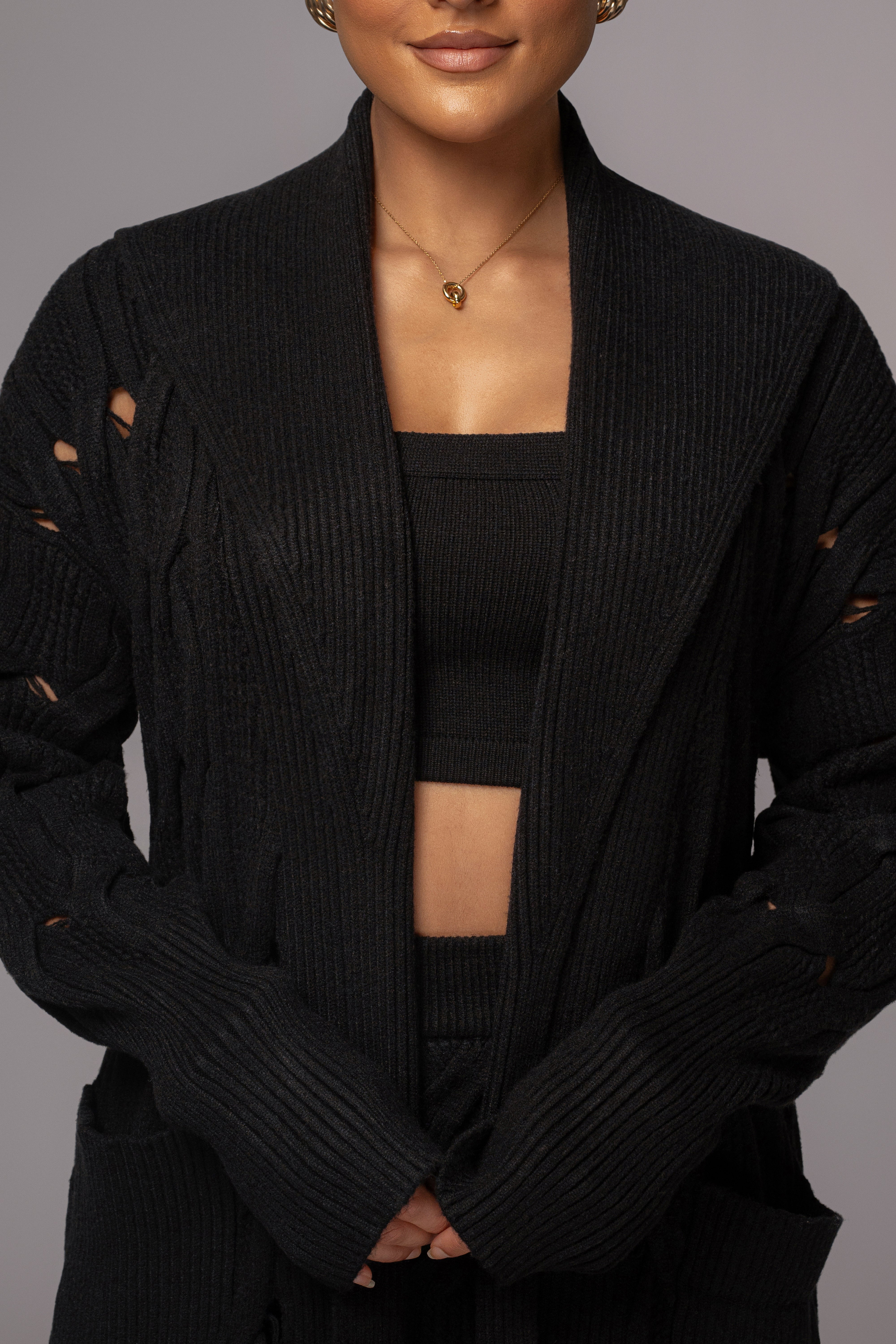 Black Brixton Knit Cardigan - JLUXLABEL