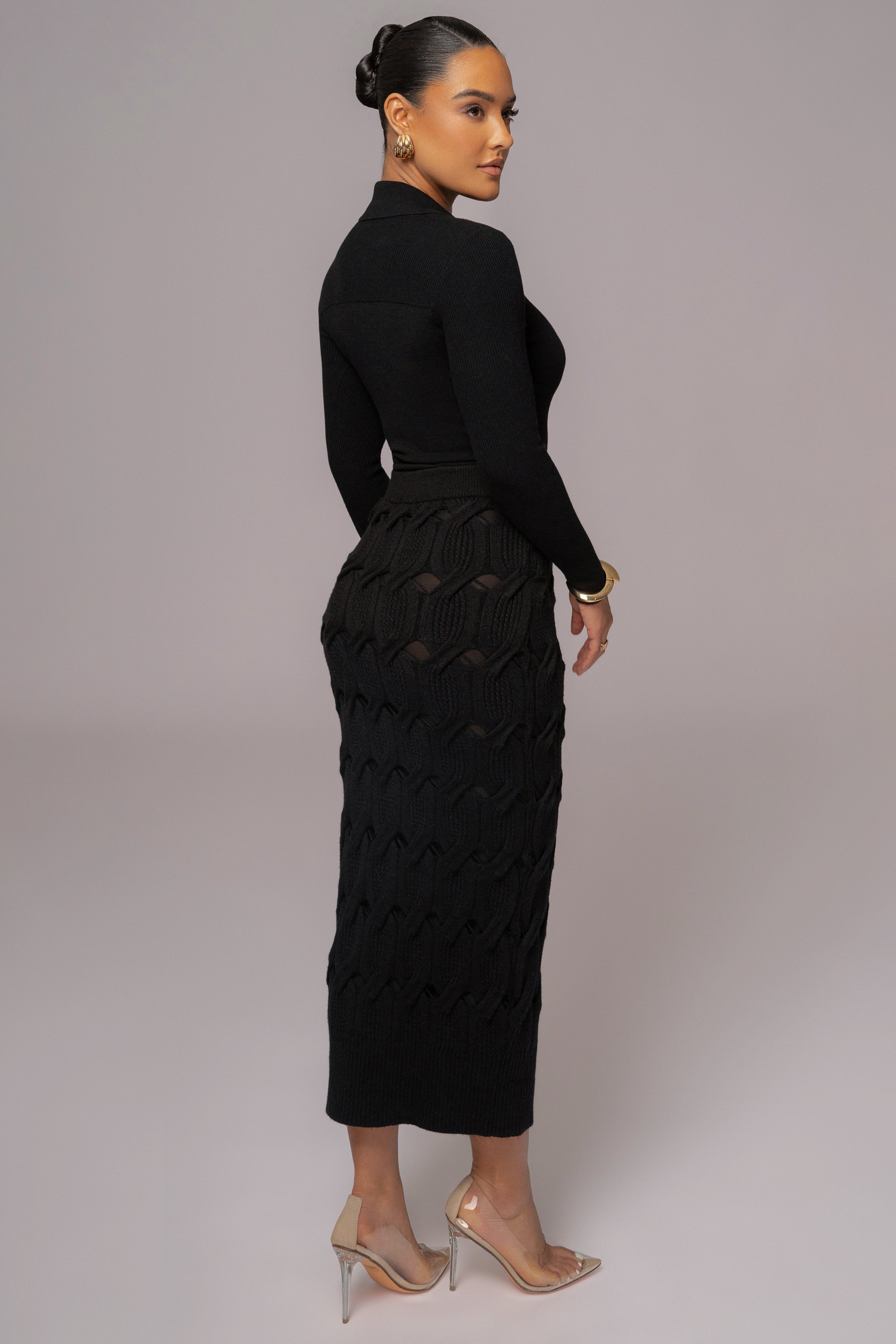 Black Ashley Collared Top - JLUXLABEL