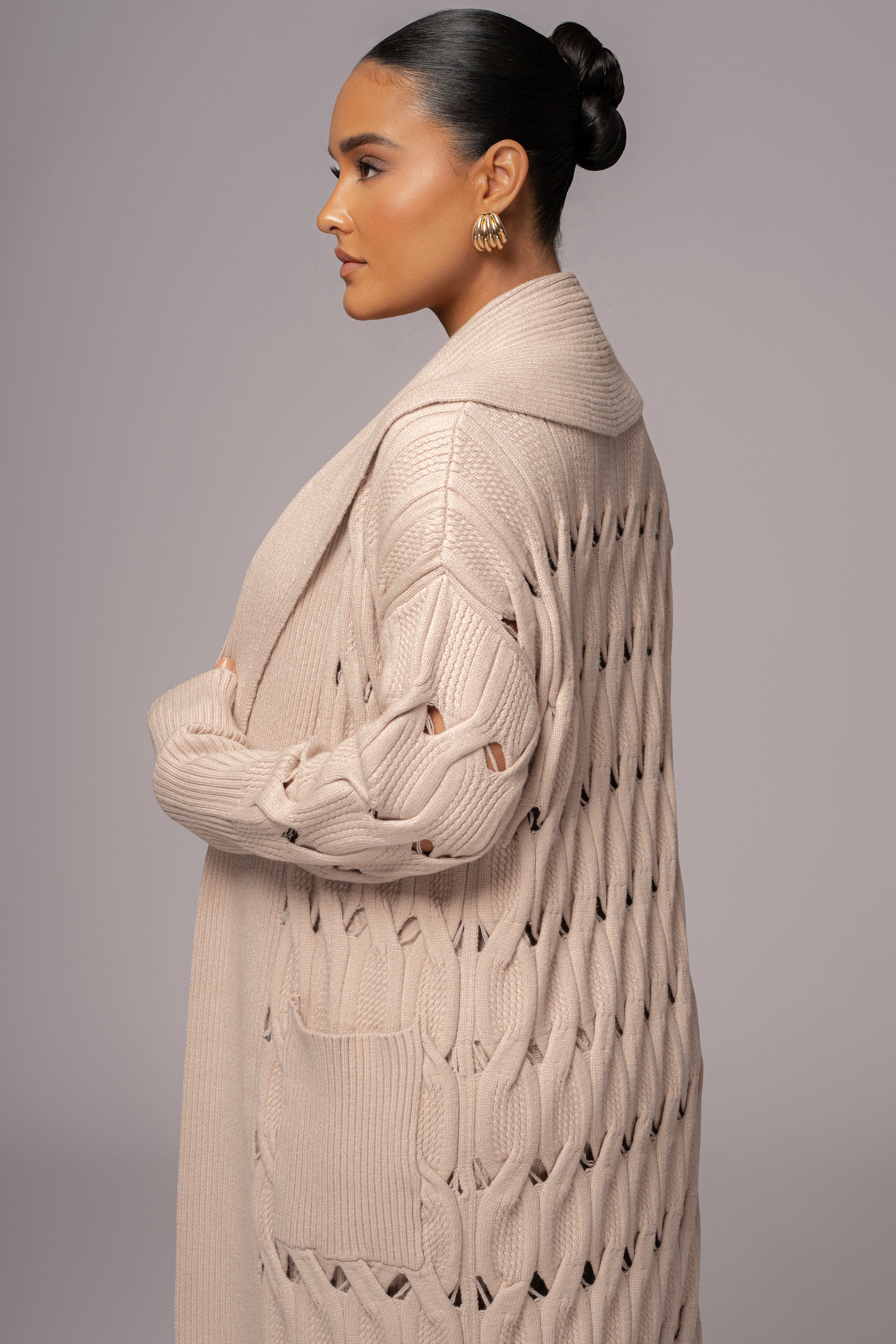 Beige Brixton Knit Cardigan - JLUXLABEL