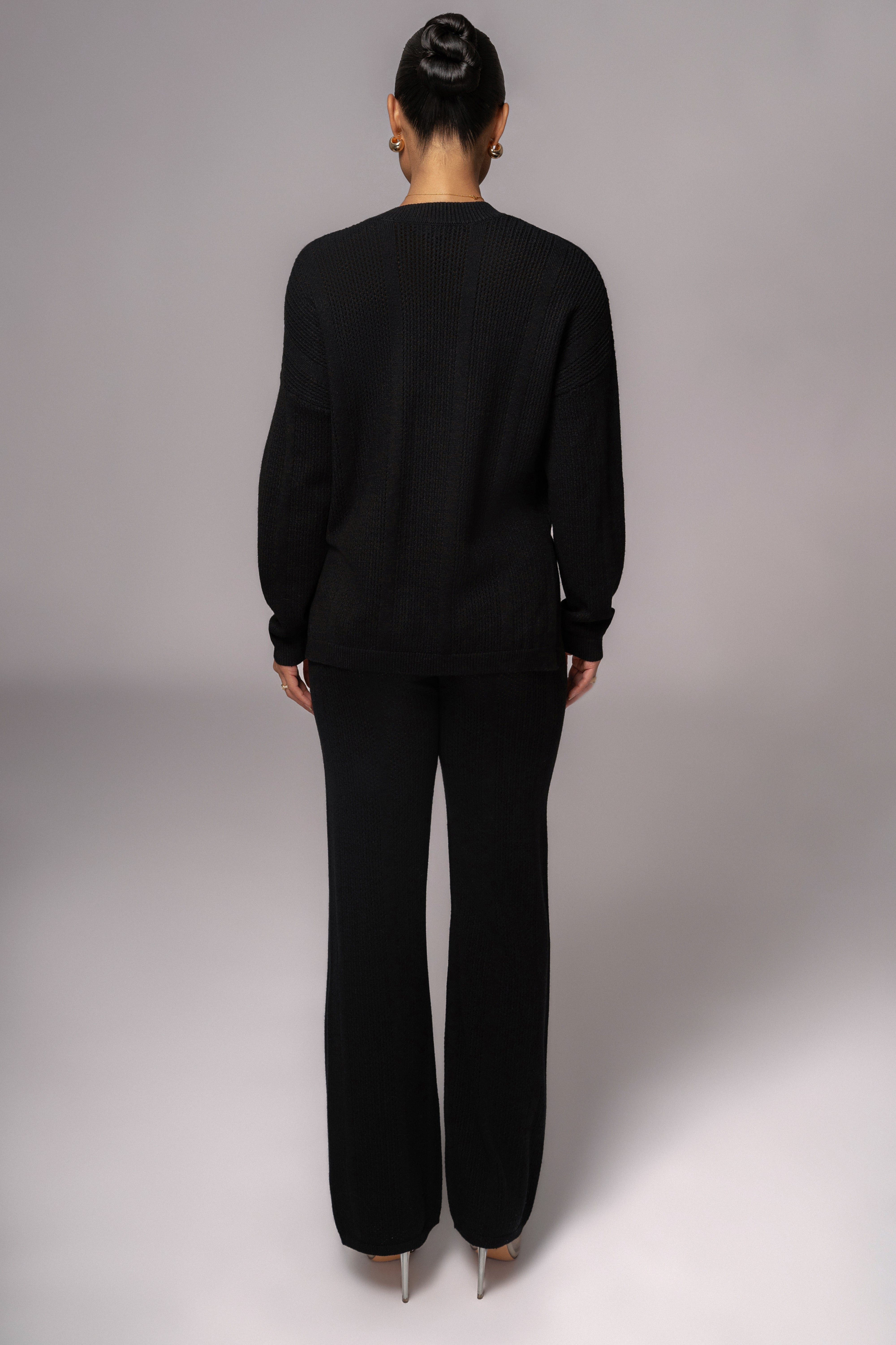 Black Fortuna Sweater Knit Pants - JLUXLABEL