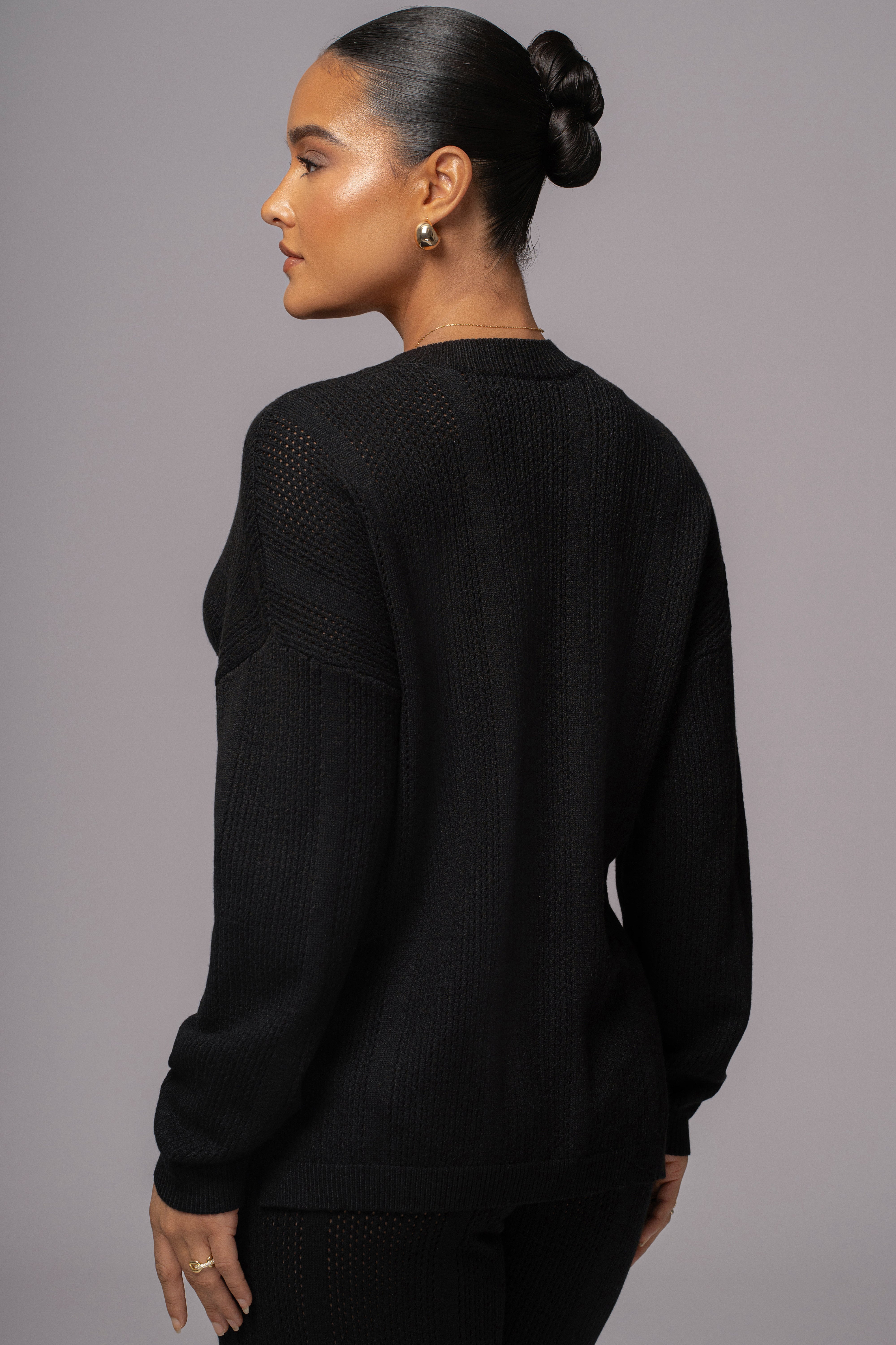 Black Estela Sweater Knit Top - JLUXLABEL
