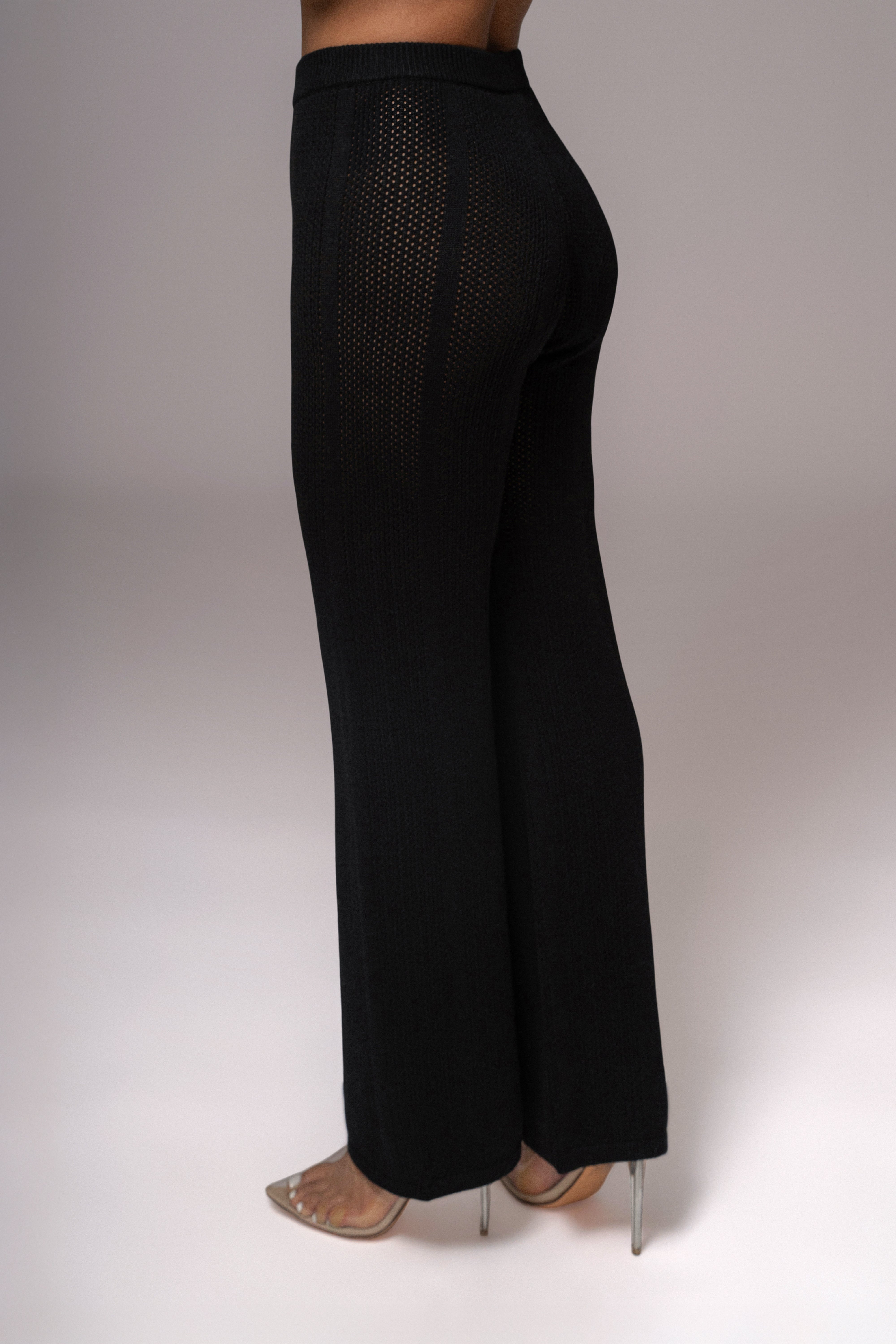 Black Fortuna Sweater Knit Pants - JLUXLABEL