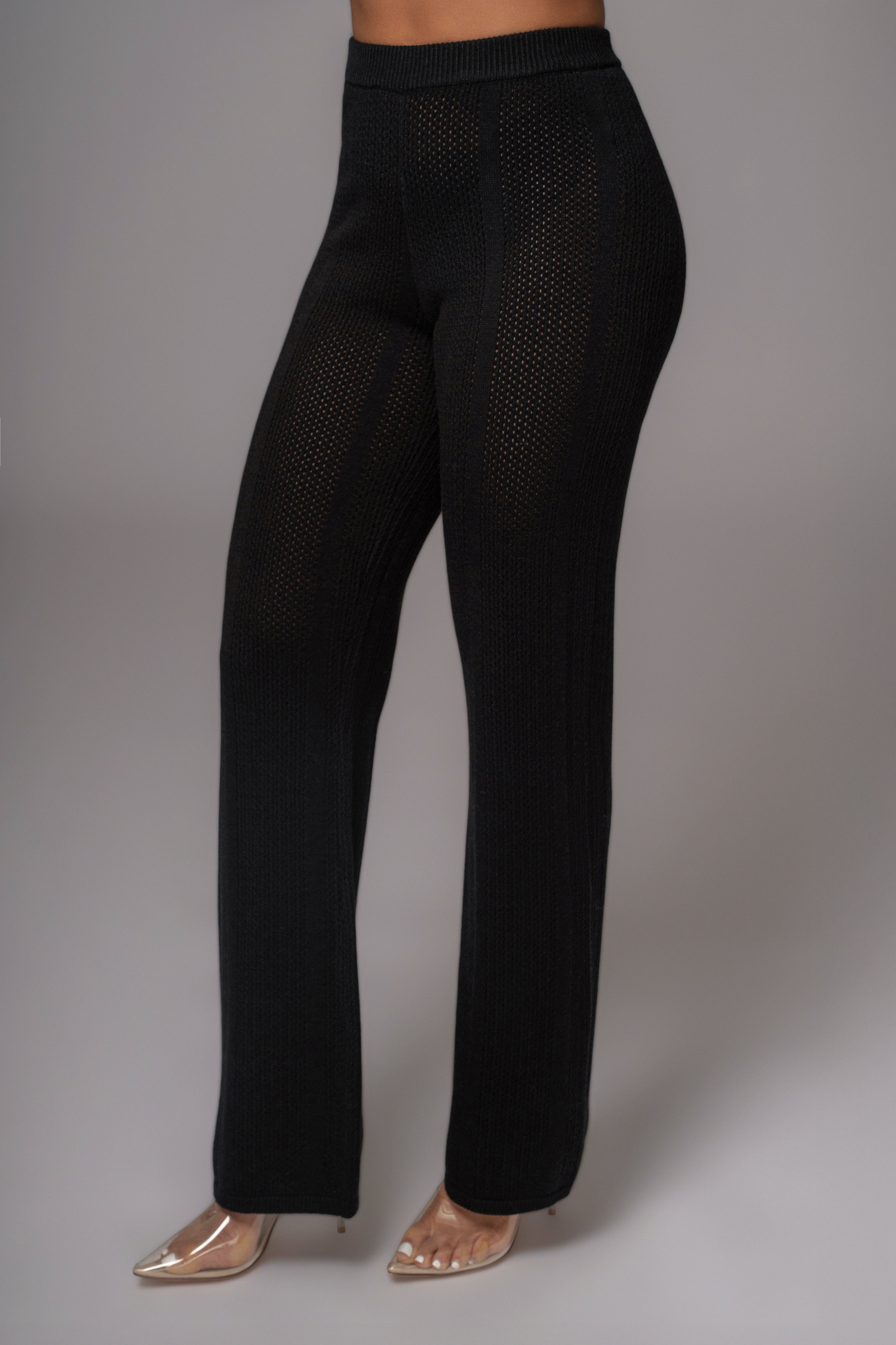 Black Fortuna Sweater Knit Pants - JLUXLABEL