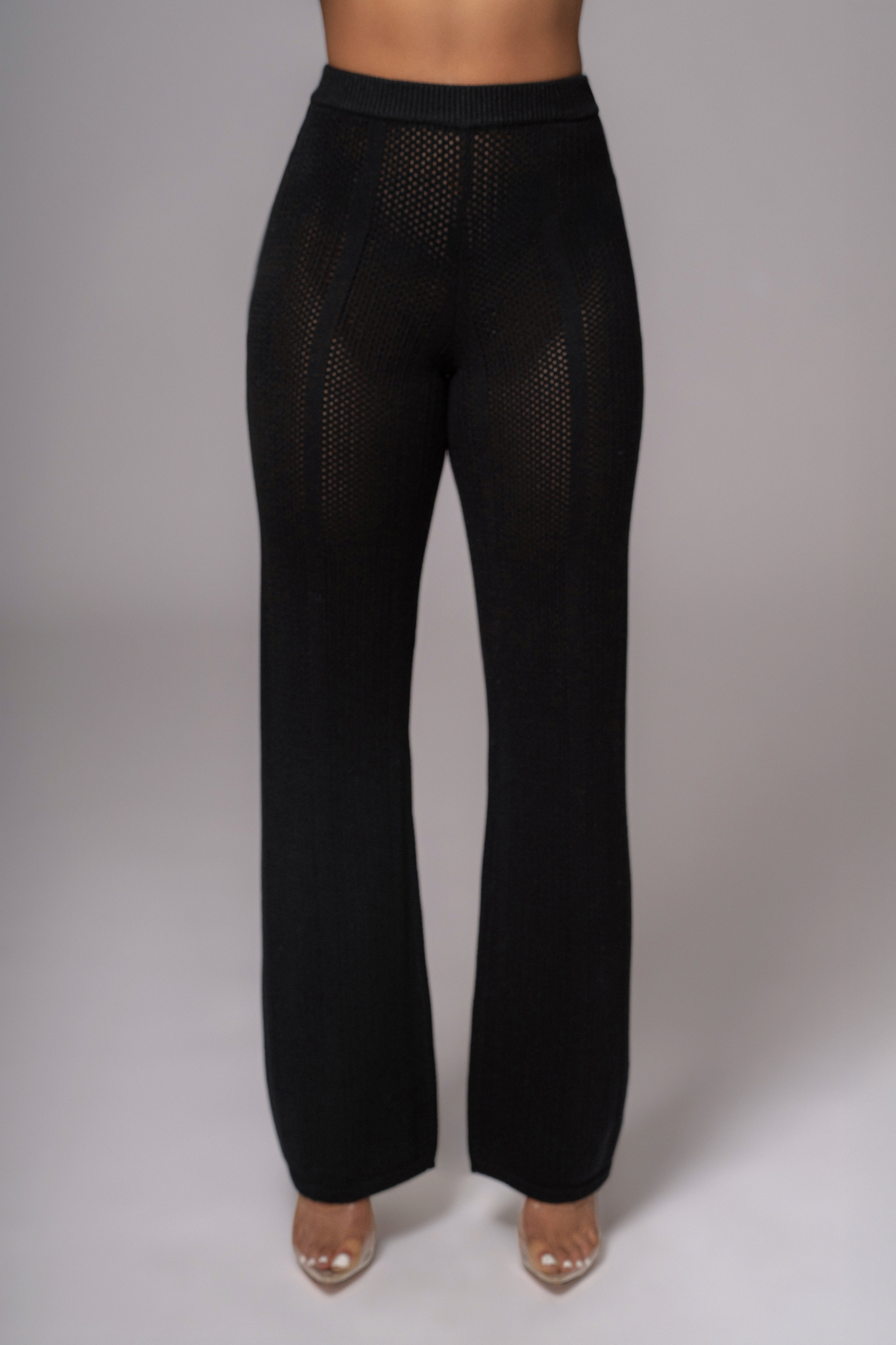 Black Fortuna Sweater Knit Pants - JLUXLABEL