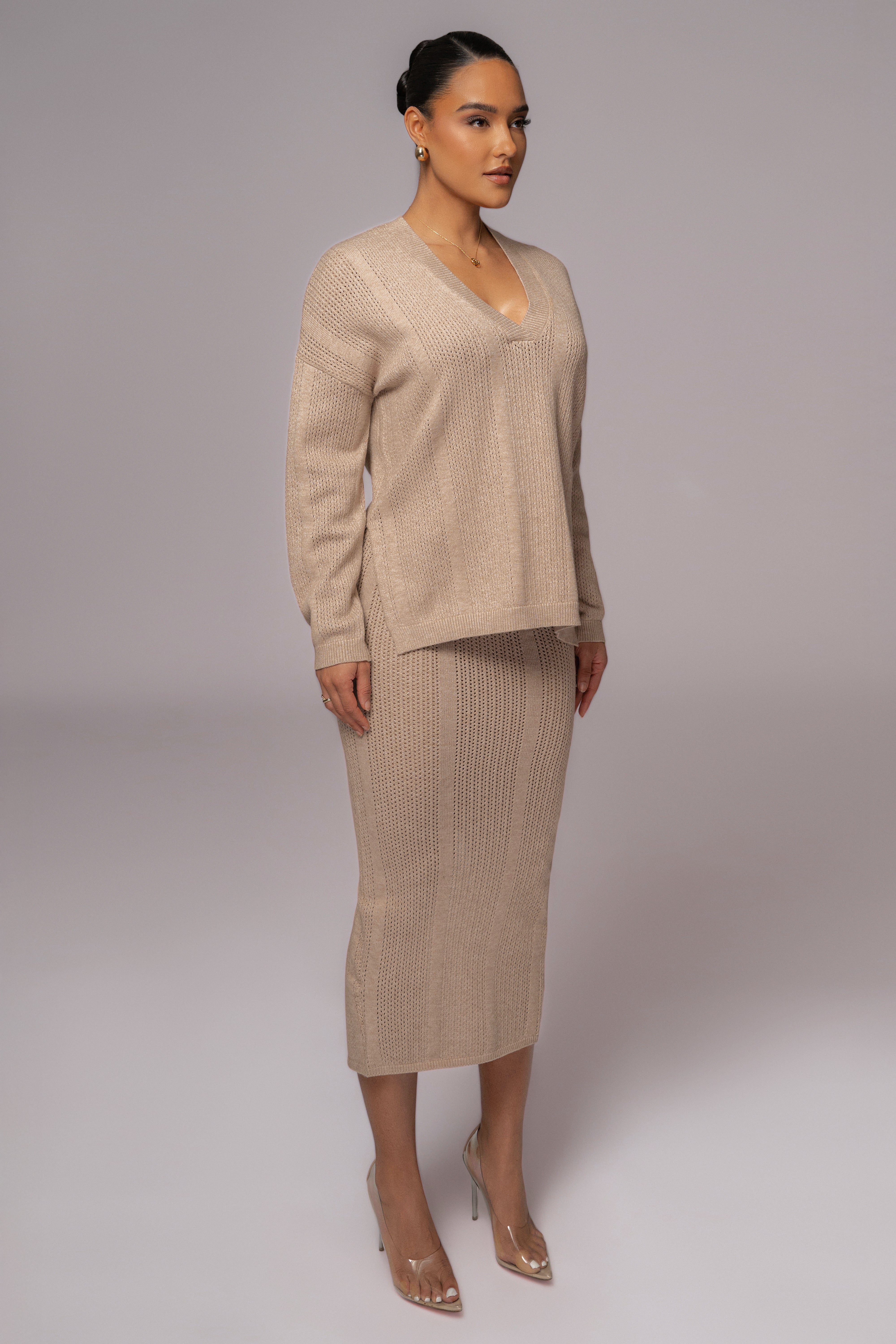 Taupe Estela Sweater Knit Top - JLUXLABEL