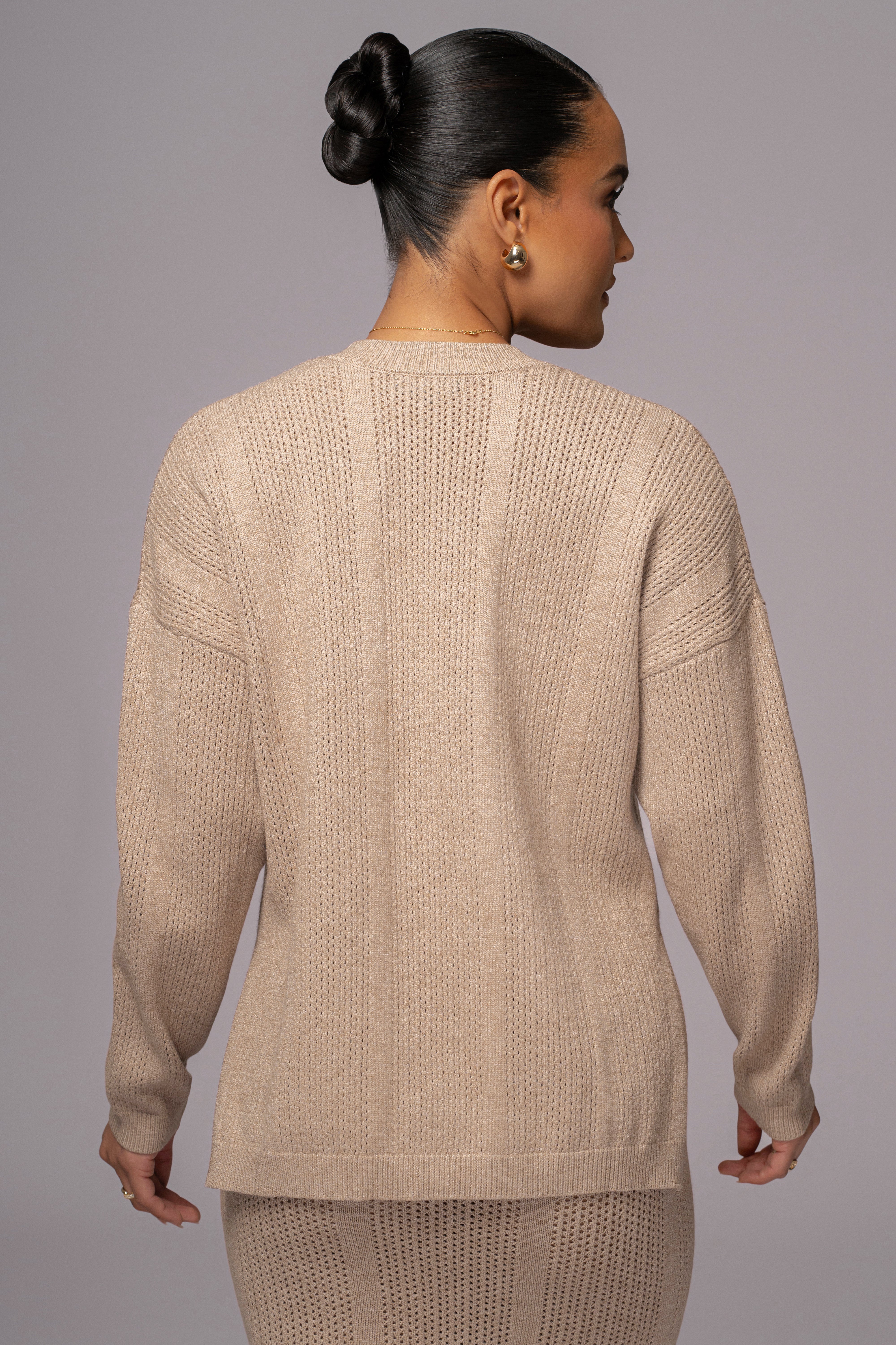 Taupe Estela Sweater Knit Top - JLUXLABEL