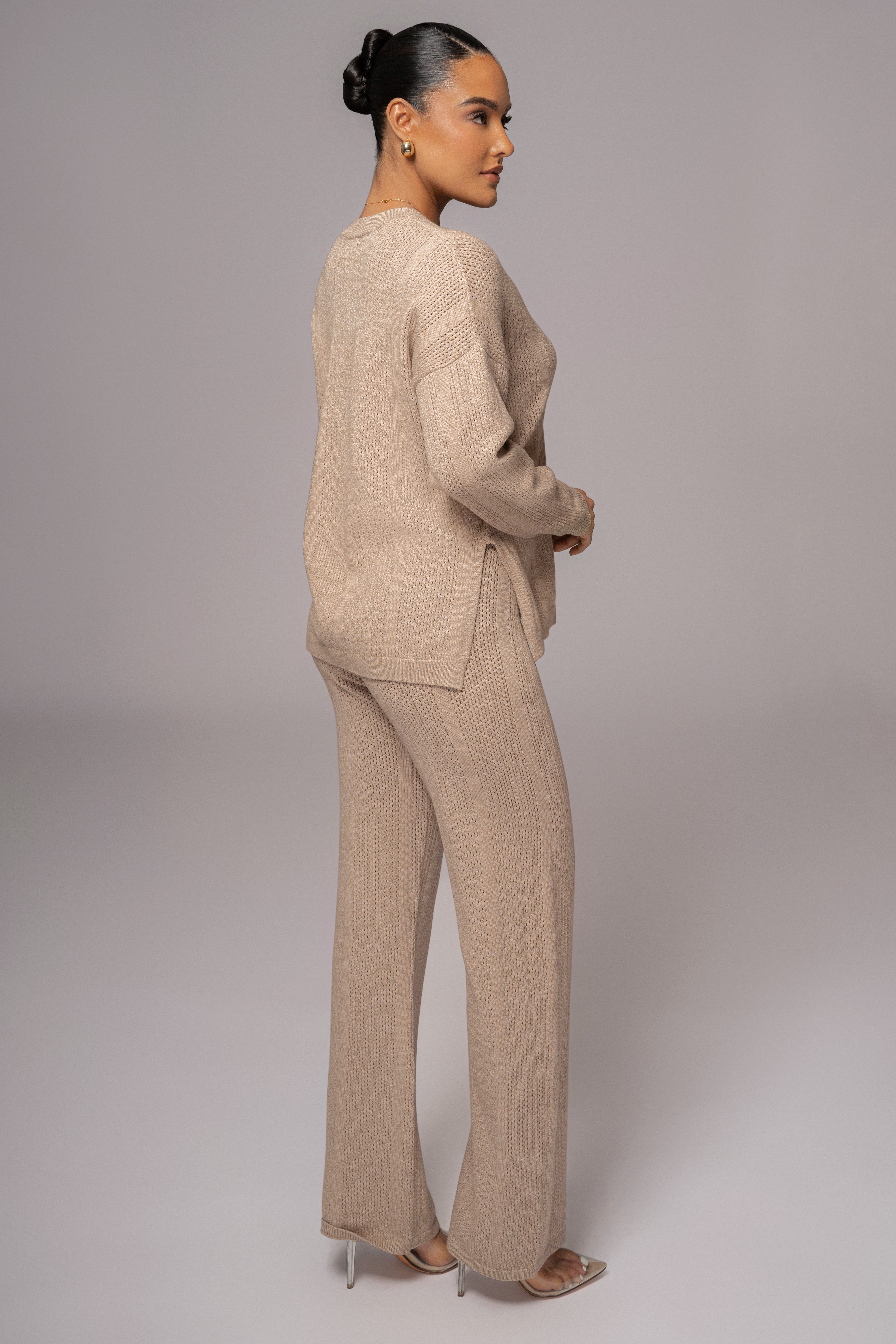 Taupe Estela Sweater Knit Top - JLUXLABEL