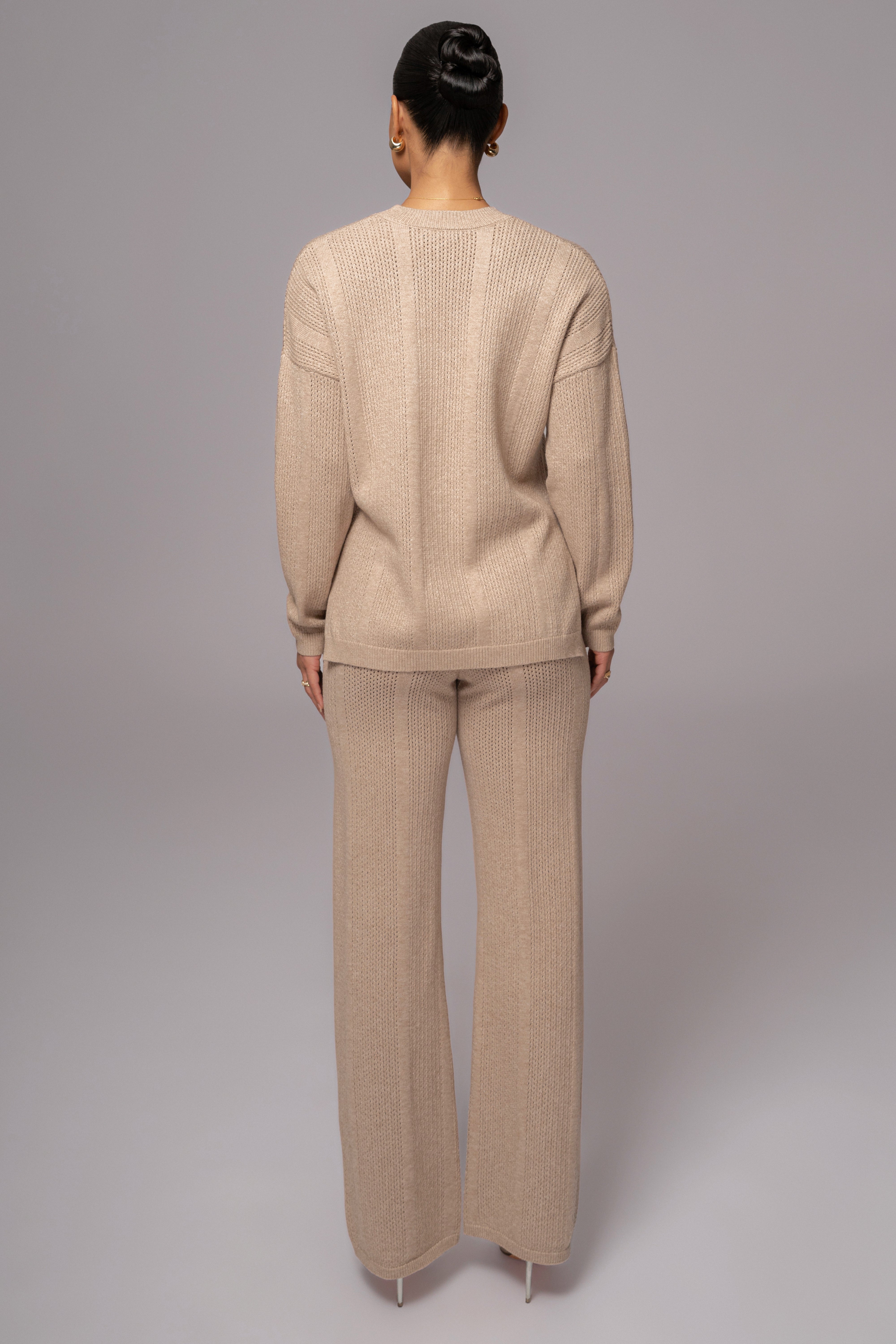 Taupe Estela Sweater Knit Top - JLUXLABEL