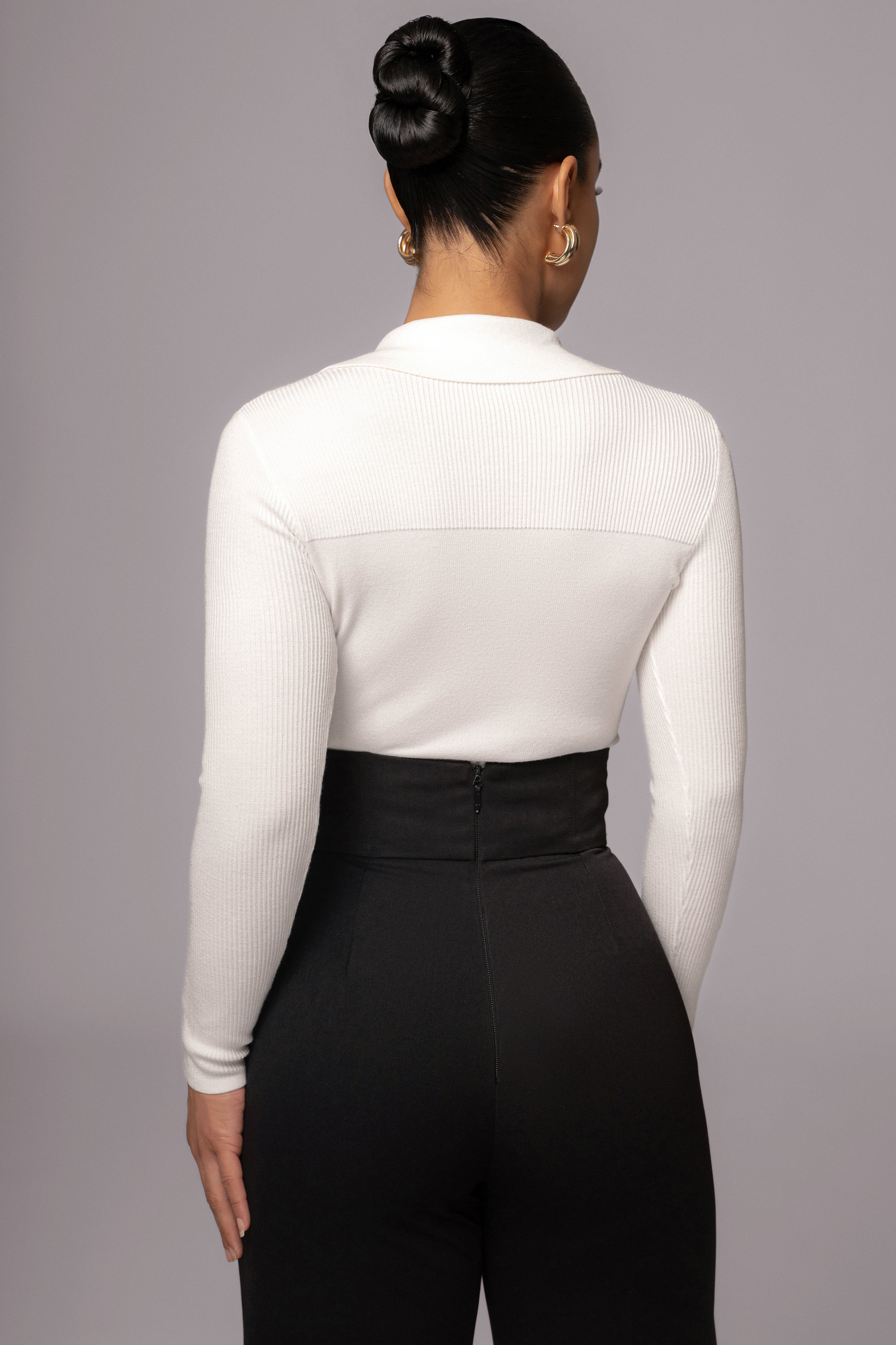 Ivory Ashley Collared Top - JLUXLABEL