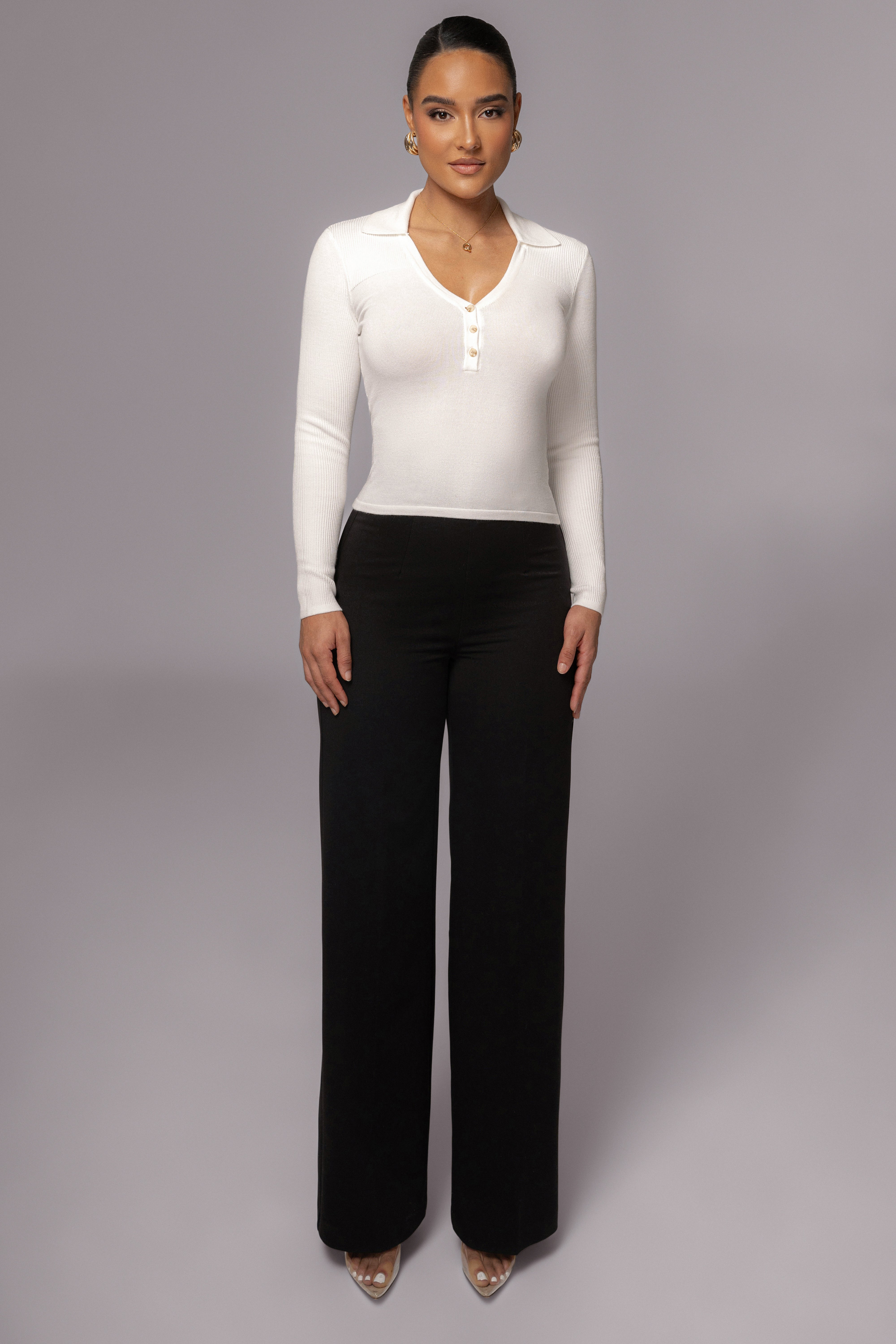 Ivory Ashley Collared Top - JLUXLABEL